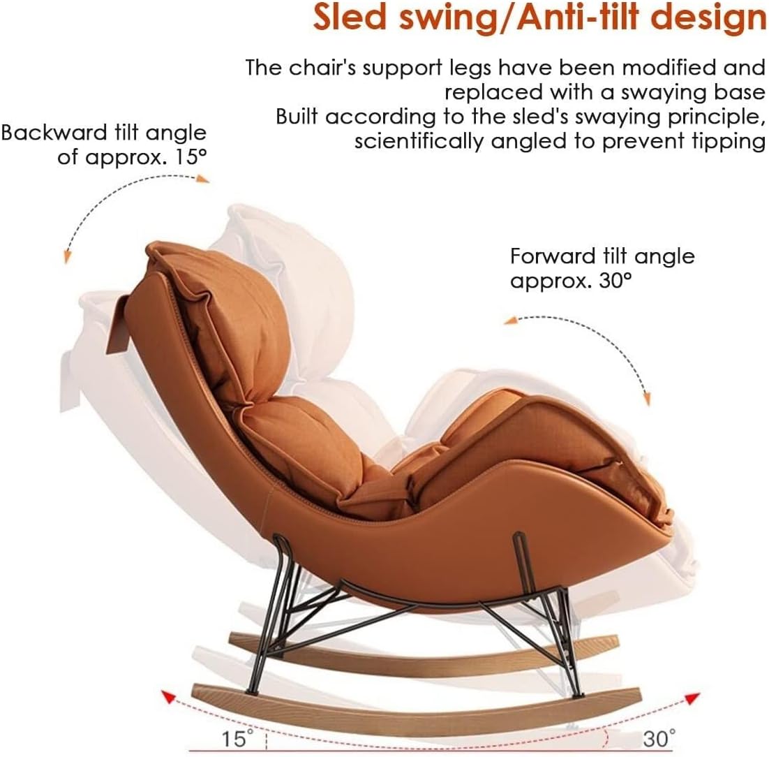 LSLYTQ Padded Seat Rocking Chair with Ottoman,Living Room Upholstered Glider Rocker,Solid Wood Base Single Sofa Comfort Leisure Chairs