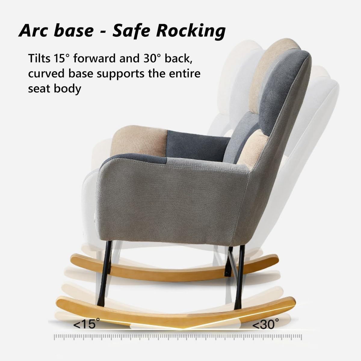 LSLYTQ 's Rocking Chair with Ottoman - Indoor Upholstered Recliner for Room with Fabric Padded Seat - Comfortable Side Chair Accent Chair