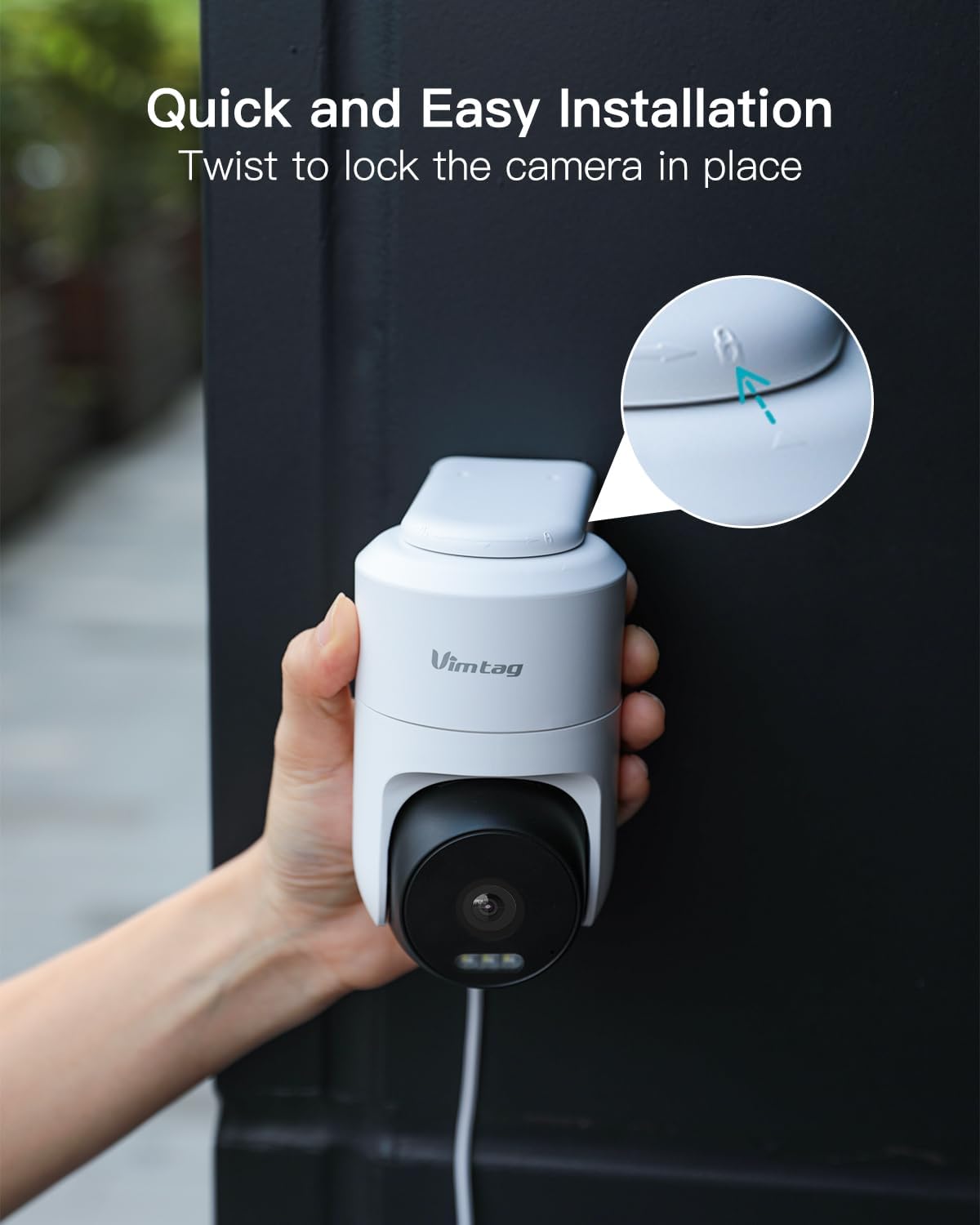 VIMTAG Pan/Tilt Outdoor Security Camera, 2.5K 4MP WiFi Home CCTV Camera, 360° View & Motion Tracking, Color Night Vision, 2-Way Audio, AI Detection Alarm, IP66, Cloud & SD Card Storage, Works w/Alexa