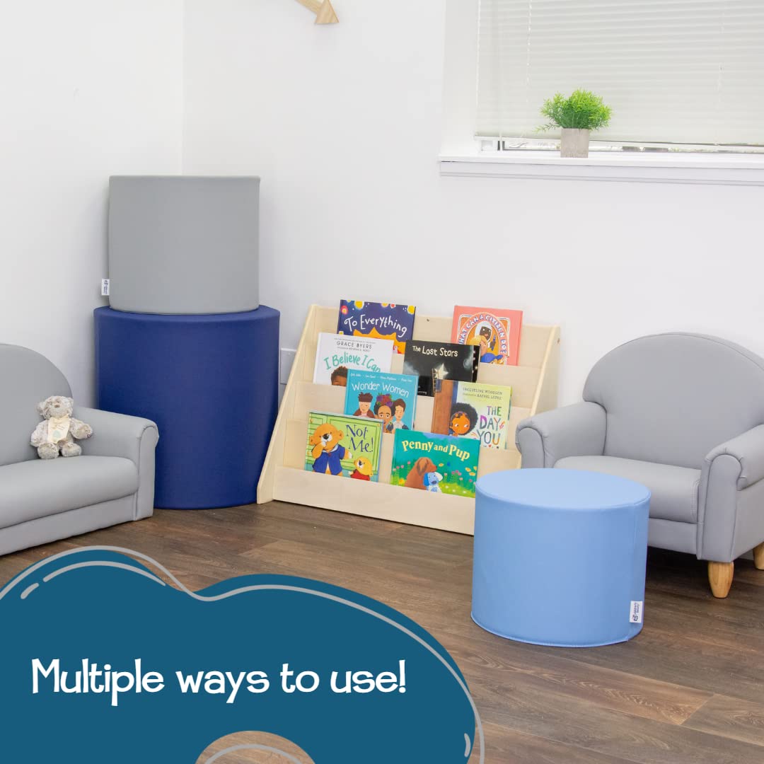 Children’s Factory Tranquility Ottoman Trio, Navy, Toddler Classroom or Daycare Furniture, Kids Preschool Reading Nook Flexible Seating