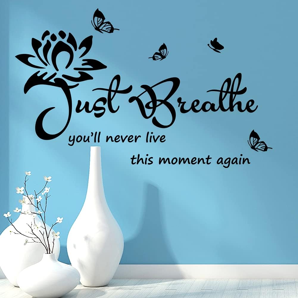 Vinyl Wall Stickers Wall Decor for Living Bedroom Room Yoga Relaxing Nursery House Wall Decals Quotes Inspirational Just Breathe Art Decor Home Decoration.
