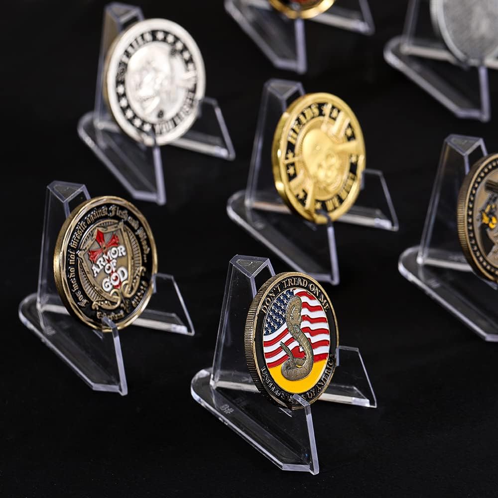 Clear Coin Display Stand - Plastic Mini easel holder - Acrylic Stands for display Air-Tite Coins | Card | Pocket Watches | Capsules | Challenge Medals | Casino Chips - 2.25 Inch Tall (20 Pieces)