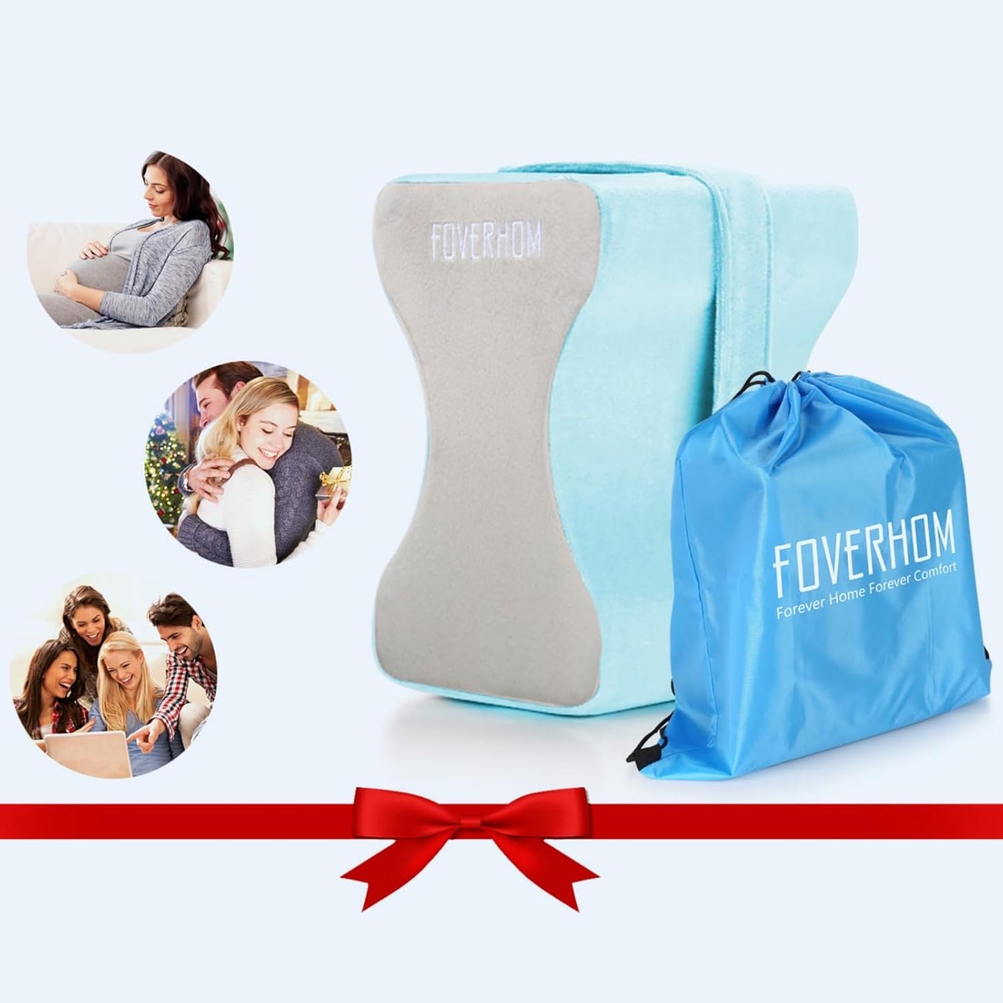 foverhom Memory Foam Knee Pillow,Orthopedic Leg Pillow for Sciatica Relief,Back Pain, Pregnancy, Leg Pain, Hip Pain and Sciatica Relie,Blue