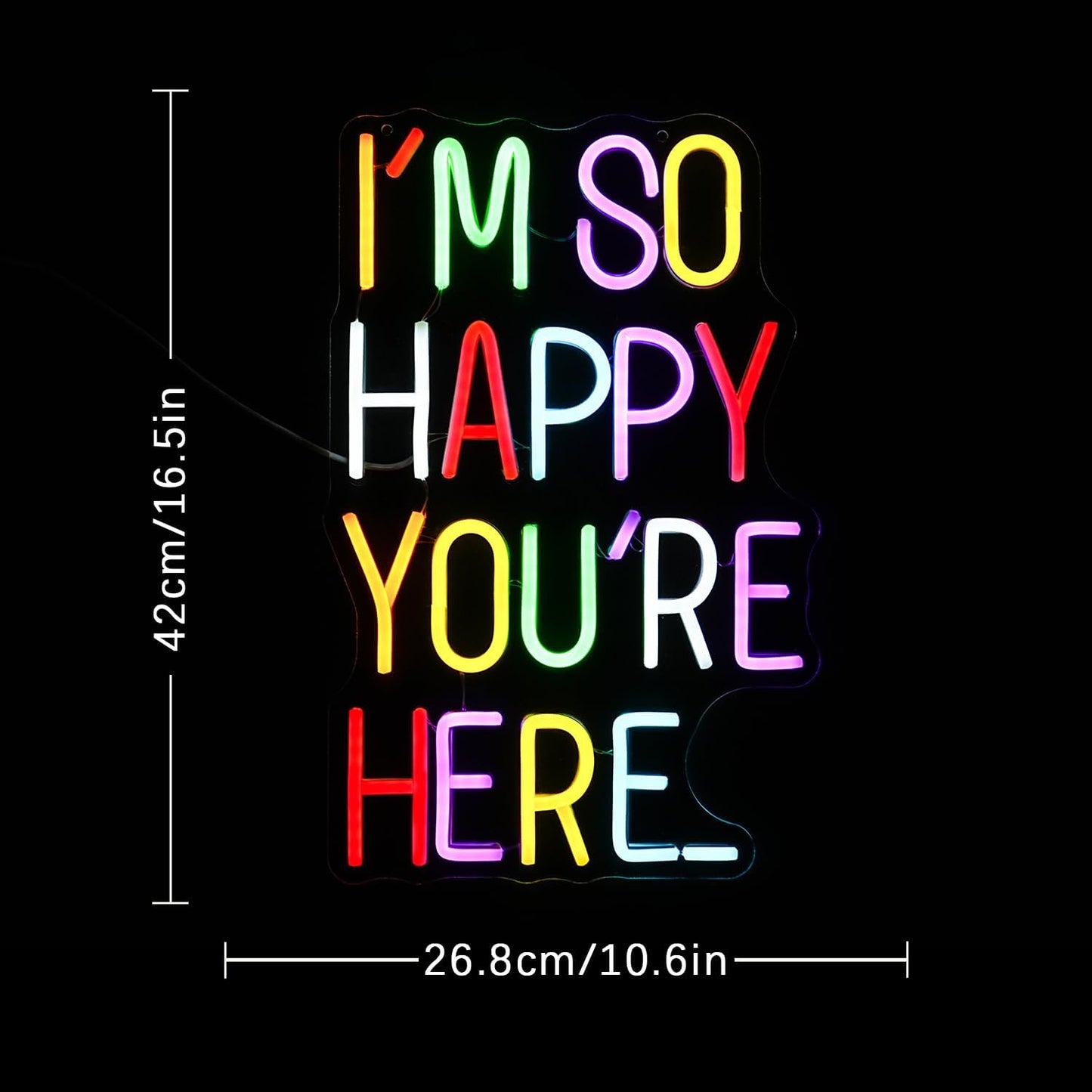 I'm So Happy You're Here Neon Sign Letter Neon Lights up Signs Dimmable Positive Affirmation LED Light for Kids Room Welcome Signs for Classroom Home Business Wall Art Decor (16.5''*10.6'')
