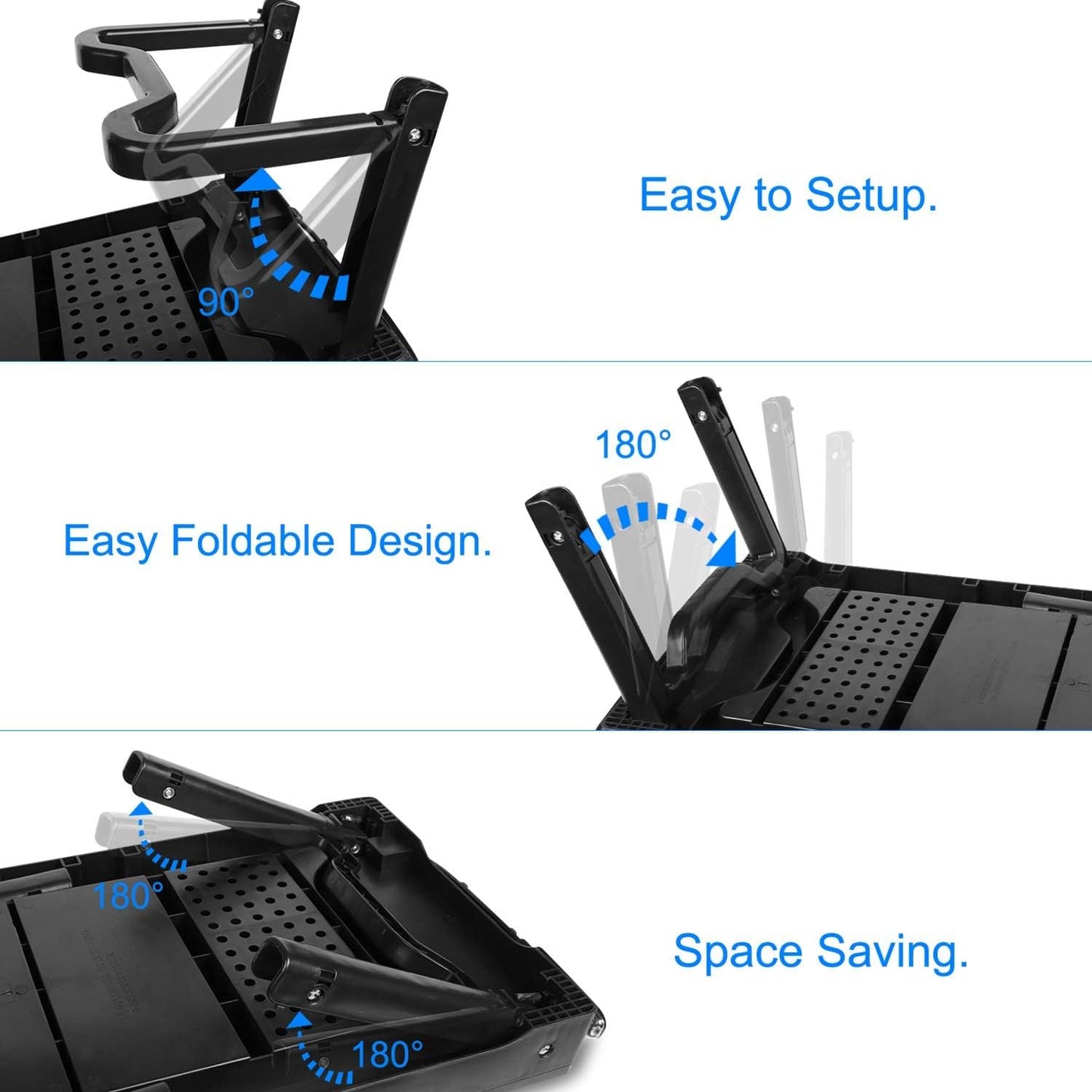 Laptop Table for Bed, Bed Table Trays for Eating and Laptops with Adjustable Laptop Stand, Multi-Functional Lap Desk with Internal Cooling Pad, LED Desk Lamp, 4 Port USB Hub, Mouse Pad