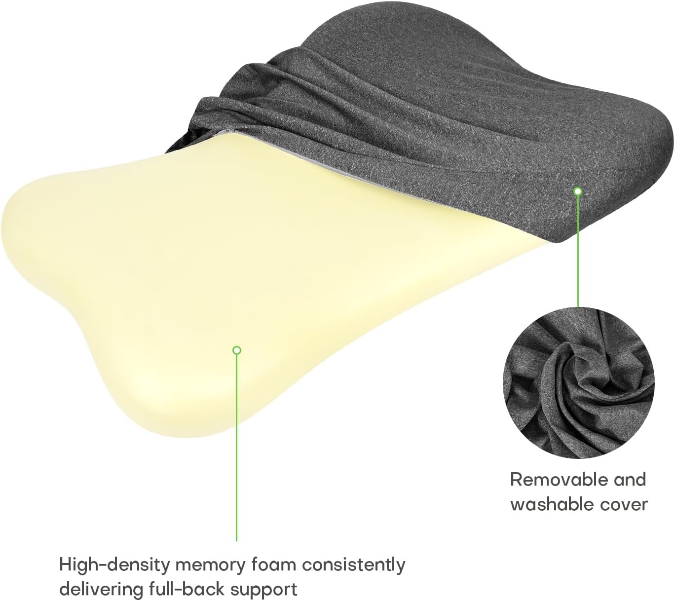 24'' Tall Back Support Pillow Fully Support Entire Back and Shoulder for Pain Relief and Comfort, Memory Foam Back Cushion for Back Rest, Ideal for Executive Office Chair, Computer & Gaming Chair