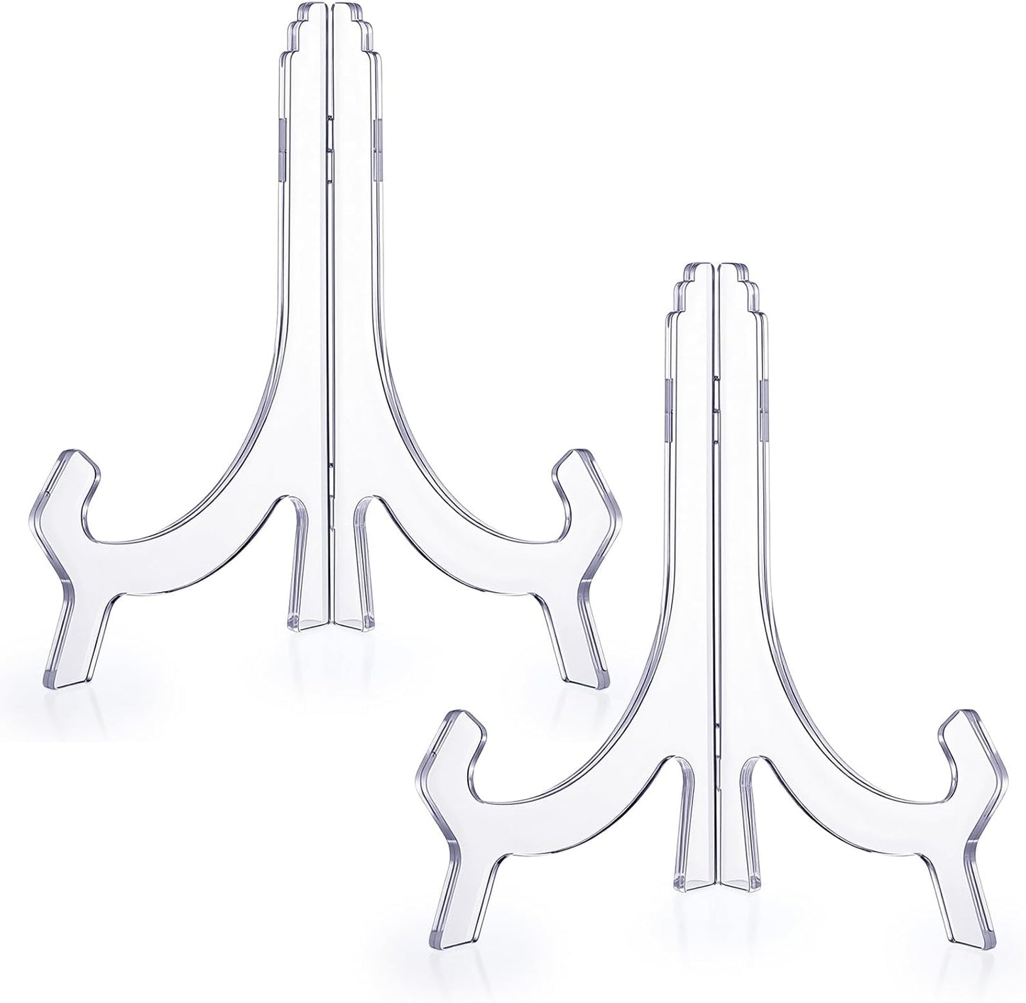 2 Pcs Acrylic Plate Stands, 6.3" Clear Decorative Plate Holder, Folding Easel For Card, Frame, Picture, Magazine, Book, CD, Tables Decoration