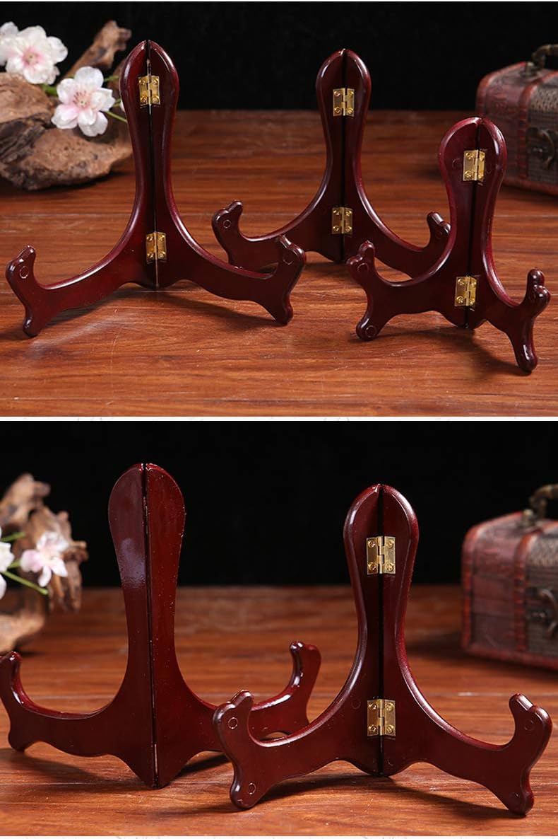 Wooden Easel Mahogany Finish Display Stand Plate Holder Picture Frame Folding Display Stand (7 inches)