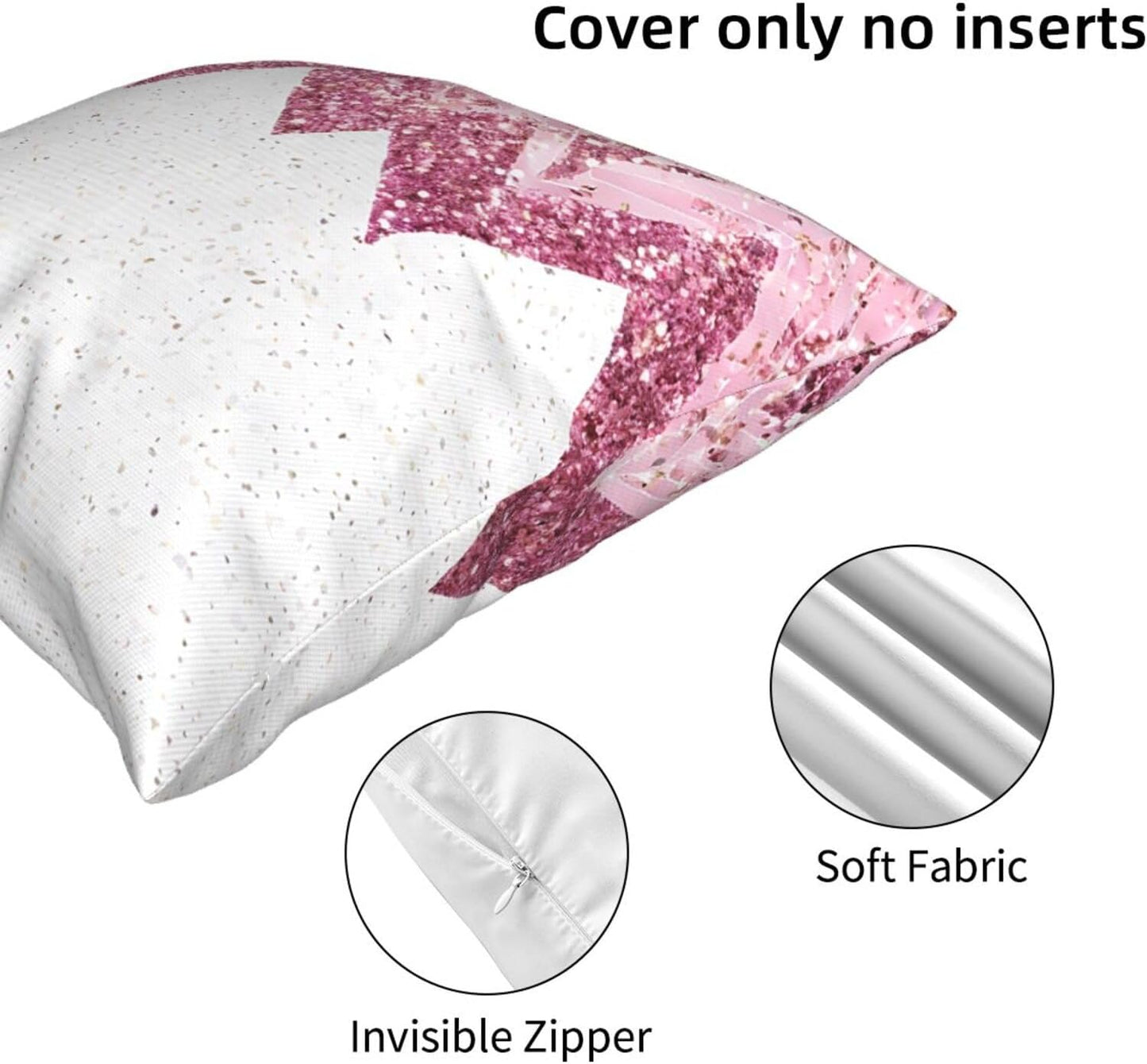 All-Season Square Pillow Covers 18"X18", Glittery Pretty, Decorative Throw Pillow Covers for Sofa Bed Couch, Hidden Zipper Cushion Cover, Square Lumbar & Accent Pillowcases for Home Decor