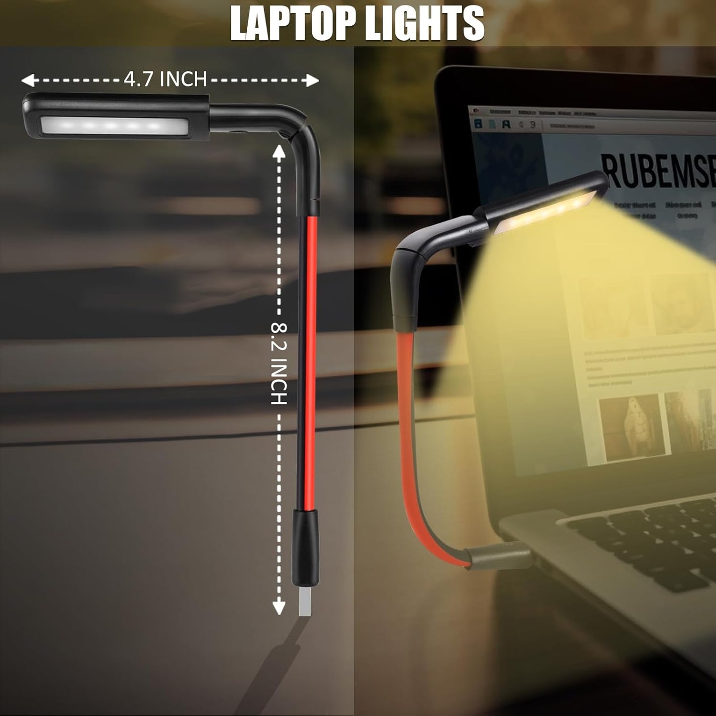 USB LED Light for Laptop Lamp, Brighter Gesture Sensing USB Lights 3 Color Temp Stepless Dimming Brightness USB Reading Lamp Eye-Care Flexible Portable Lights for laptop Keyboard Reading Camping