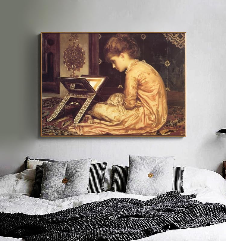 Frederic Leighton Study At A Reading Desk Poster Retro Character Poster Historical And Cultural Illustration Modern Home Decor Suitable for Bedroom Living Room Office Wall Decor