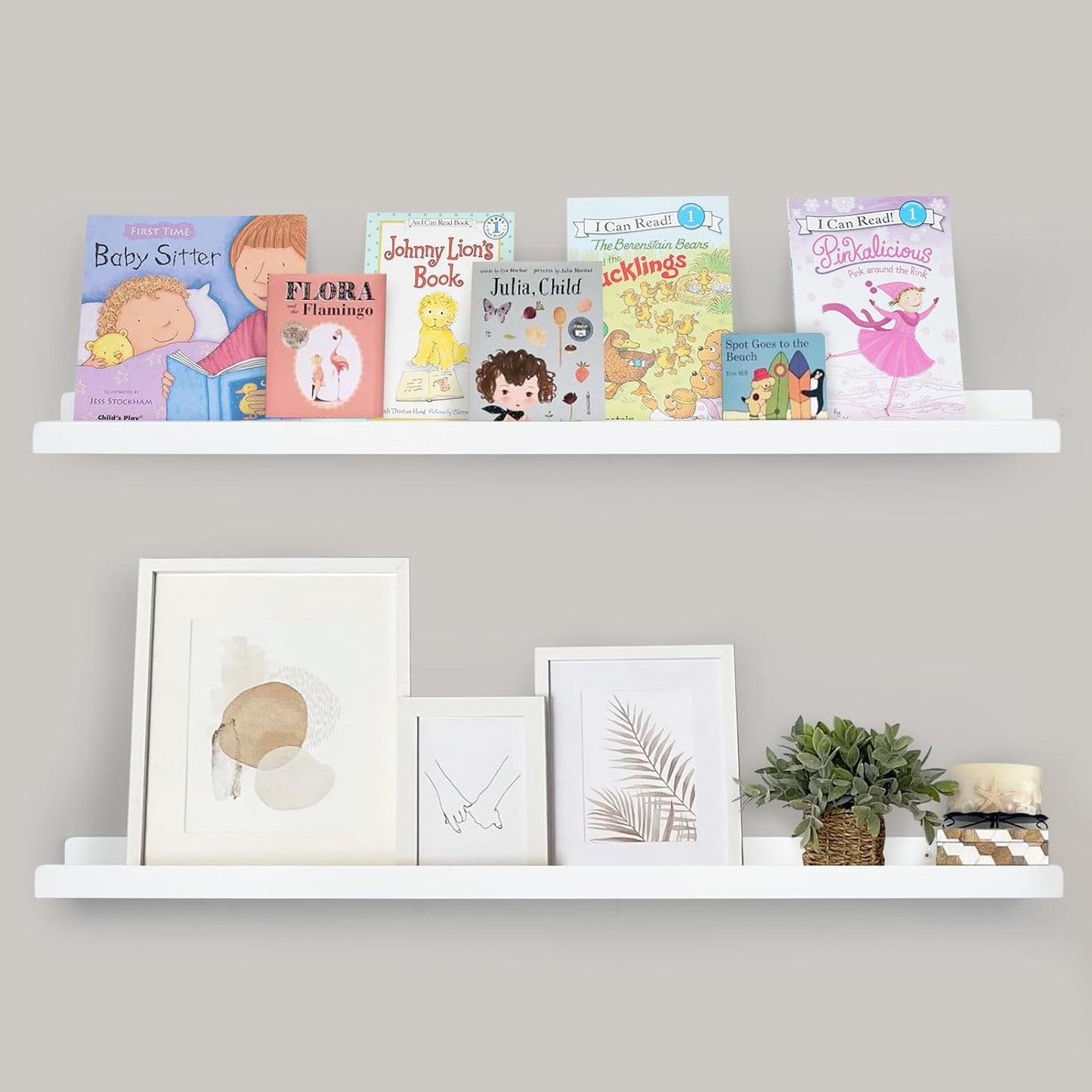 Floating Shelves for Wall, 36 inch White Floating Shelves for Wall 2-Pack, Solid Wood Long Picture Ledge Shelf with Enhanced Lip Design for Bedroom Living Room Bathroom