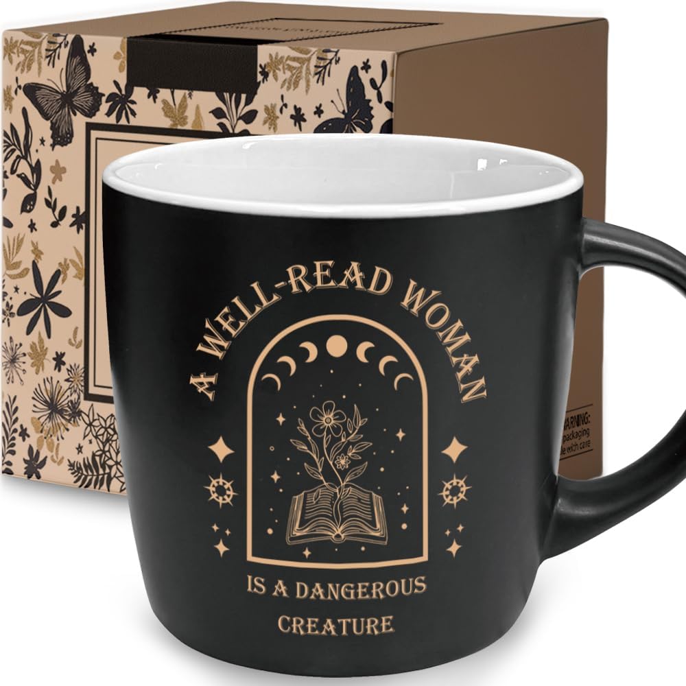 A Well-Read Woman Is a Dangerous Creature Coffee Mug Gifts for Women, Inspirational Literary Gifts for Book Lovers, Christmas Thanksgiving Birthday Present for Women, Readers, Writers, 13Oz