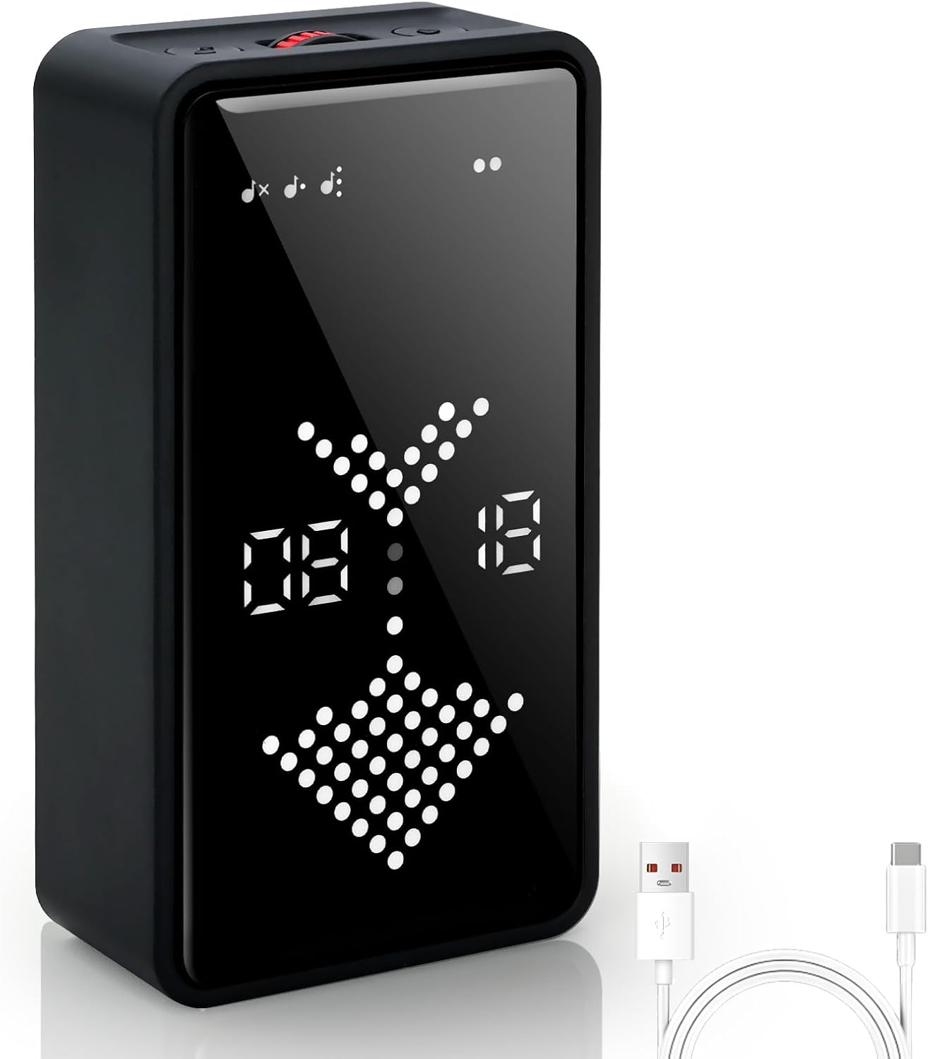 GuDoQi Digital Hourglass Pomodoro Timer, Magnetic 1-99 Mins Adjustable Rechargeable Digital Countdown ADHD Timer, Mute/Low Volume/High Low Volume Modes for Work, Study, Back to School, Kitch, Black