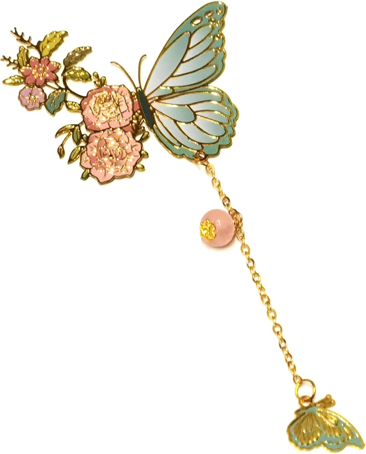 Butterfly Bookmark with Flower Pendant - Book Marks for Reading Women, Book Lovers Gifts - Cute Cool Bookmarks for Women, Teacher Deals - Metal Bookmarks Butterfly Gifts for Women