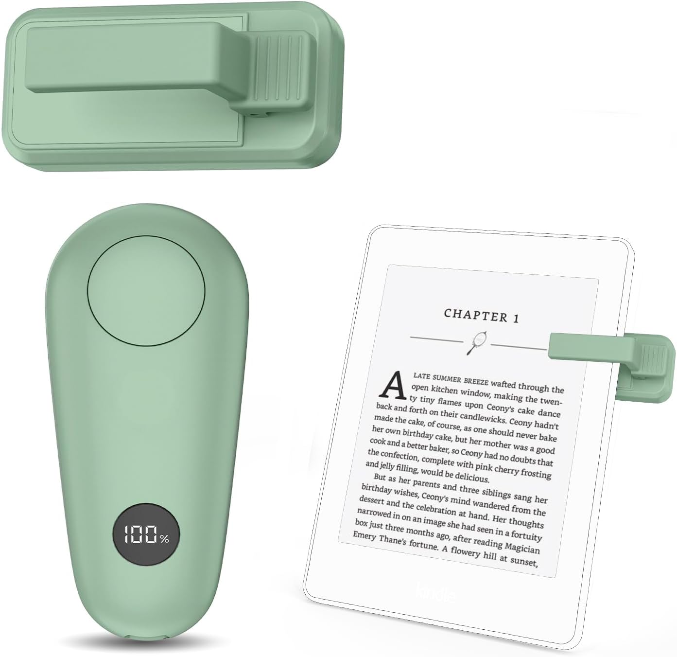 RF Remote Control Page Turner for Kindle Paperwhite Scribe Accessories, Page Turner Clicker for iPad Tablets Reading Novels Taking, Phone Camera Video Record Triggers Remote, Green