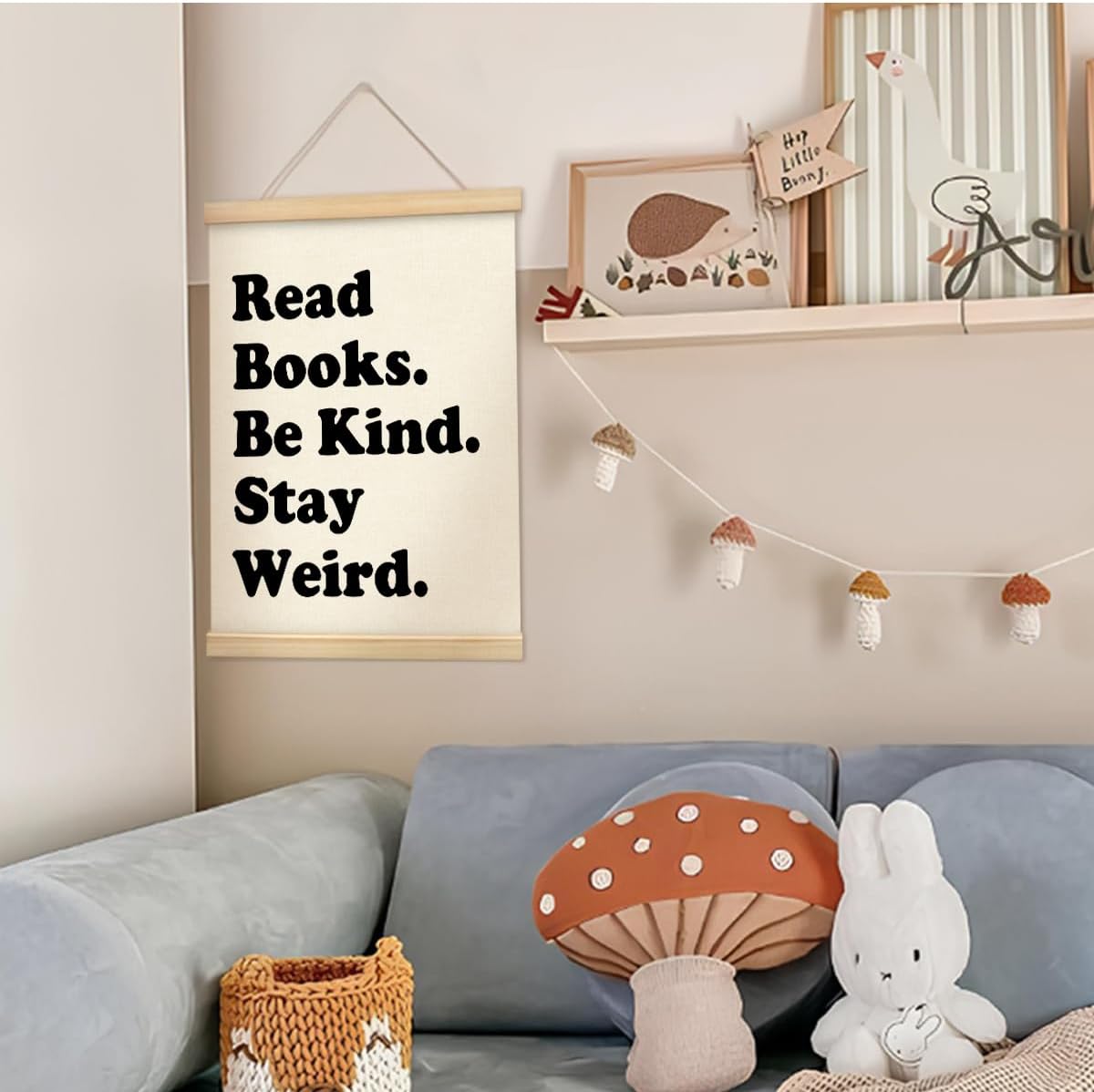 Wheatwin Reading Corner Decor for Classroom, Read Wall Art with Wooden Poster Hanger, Reading Nook Kids Room Classroom Playroom Wall Decor, 12x16 Inch