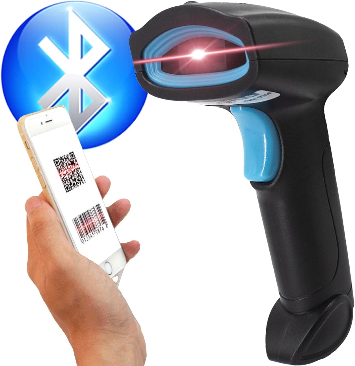 Bluetooth QR Code Scanner - Book Scanner for Personal Library Libib, 1D 2D Codes Scanners for Laptop Computer Mac iPhone Android, Wireless Bluetooth Bar Code Scanner (Without Stand)