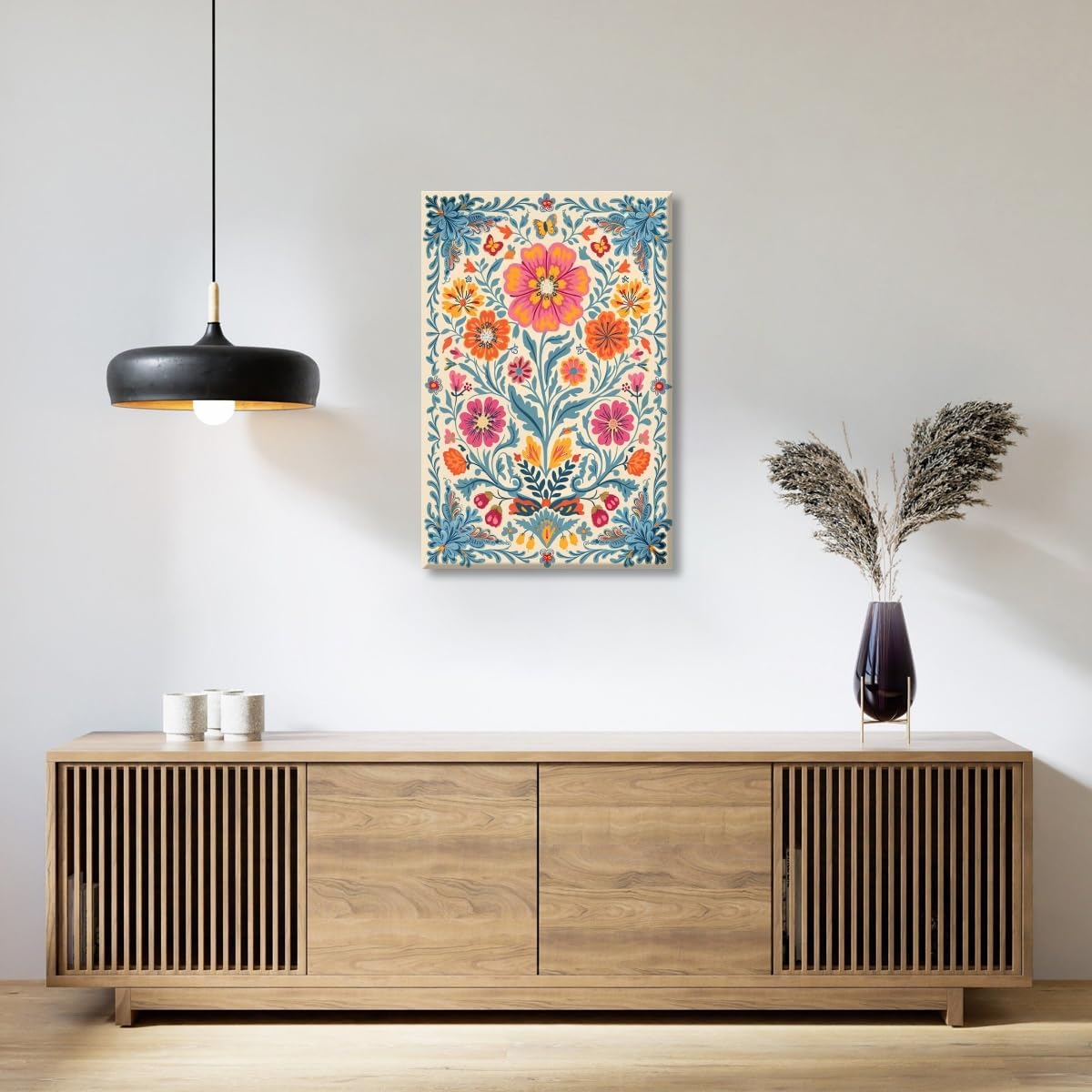 Vintage Mexican Flower Wall Art Traditional Mexican Art Poster Latin Decor Tropical Botanical Canvas Print Colourful Floral Painting Picture for Living Room Bedroom Gallery 12x18inch Unframed