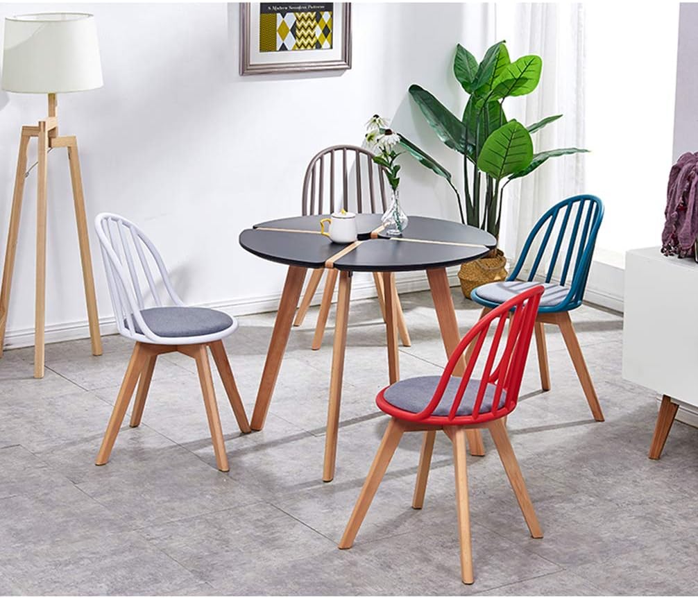 RXBFD Comfortable Chair Modern Dining Chair with Solid Wood Legs,Ergonomically Designed Comfort Curve,for Living Room/Cafe/Lounge/Study Room/Dining Room/Pub,5 Colors Leisure Chair