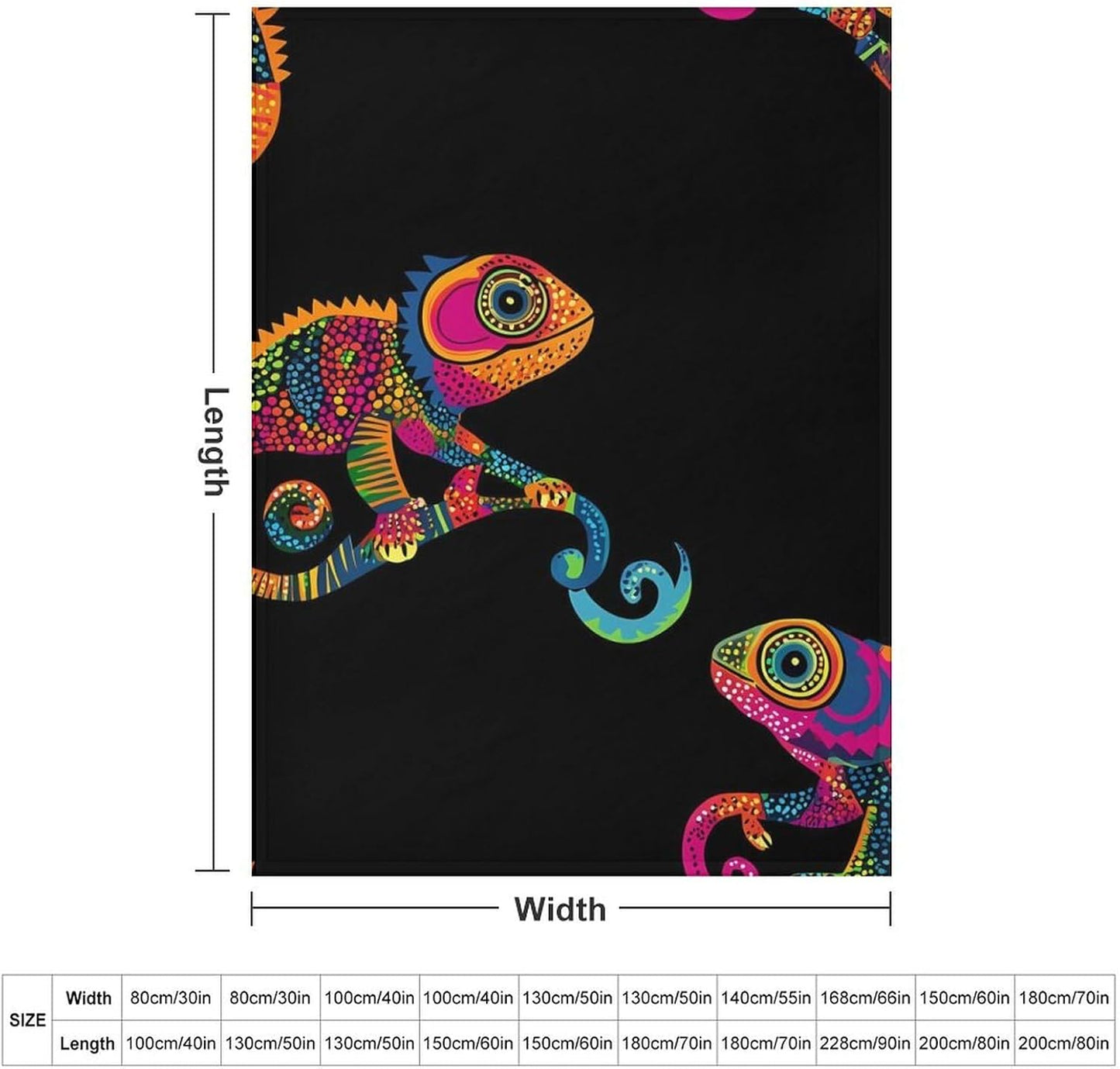 Chameleon Throw Blanket for Couch Bed Plush Cozy Fuzzy Flannel Blanket for All Season 66"x90"