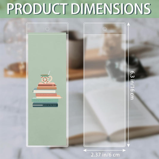 100 Pack Bookmark Sleeves Clear, Plastic Holders for 5.5 x 2 Inches Bookmark Bulk, Blank Cover for Photo Booth, Reading and Office Use