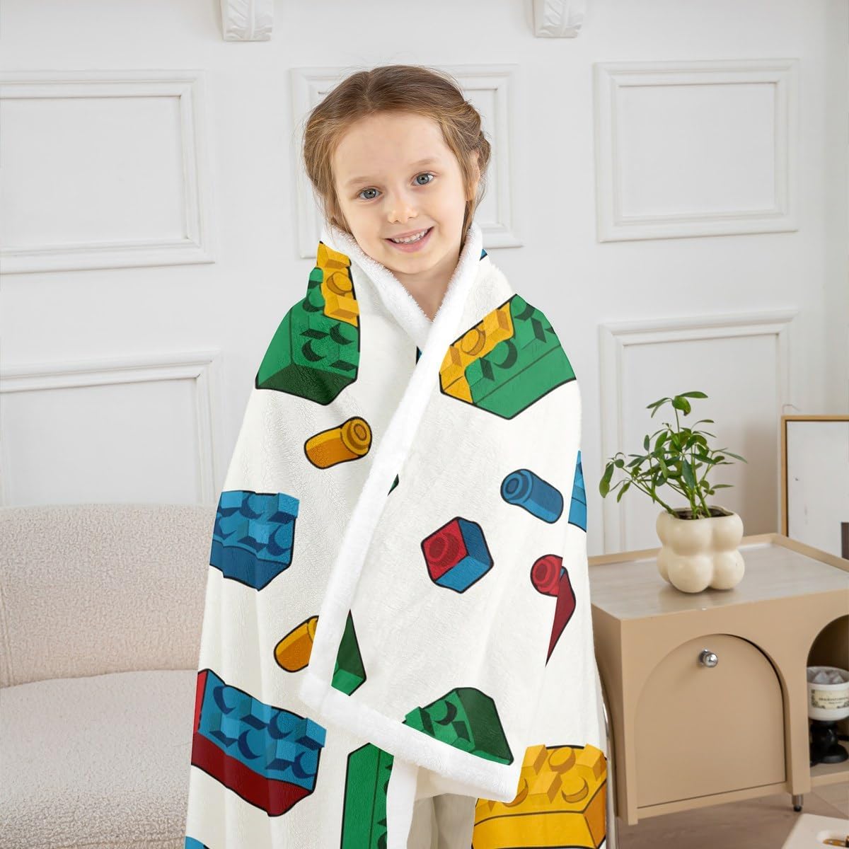 Feelyou Building Blocks Fleece Throw Blanket Baby 30"x40" Kids Toy Brick Plush Blanket for Boys Teens Gaming Games Sherpa Blanket Breathable Colorful Fuzzy Blanket Room Decor