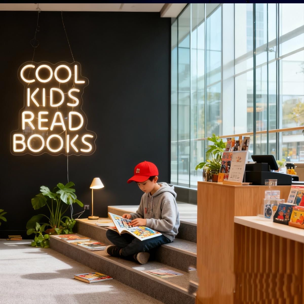 Cool Kids Read Books Neon Sign, Book Store Wall Decor Kid's Room Game Room School Classroom Wall Art Decor, Bookish LED Sign, Bookworm Reader Club Wall Decor Christmas Birthday Gifts(Warm white)