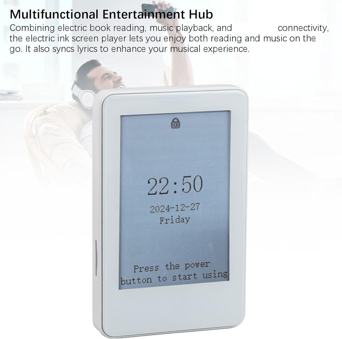 Ink Screen Electric Book Reader, 2.7" Touchscreen with Bluetooth Music Playback & 128GB Expandable Storage Multifunctional Device for Reading