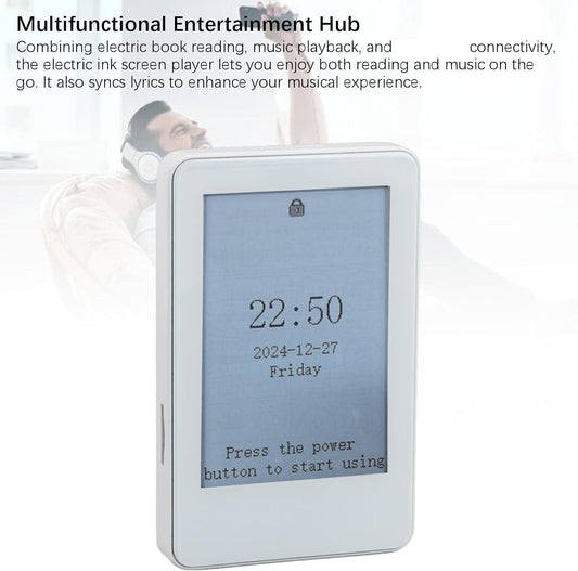 Ink Screen Book Reader, EInk Display, Portable Electric Reader with 2.7 Inch Touchscreen, BT MP3 Player, Long Battery Life Music Playback