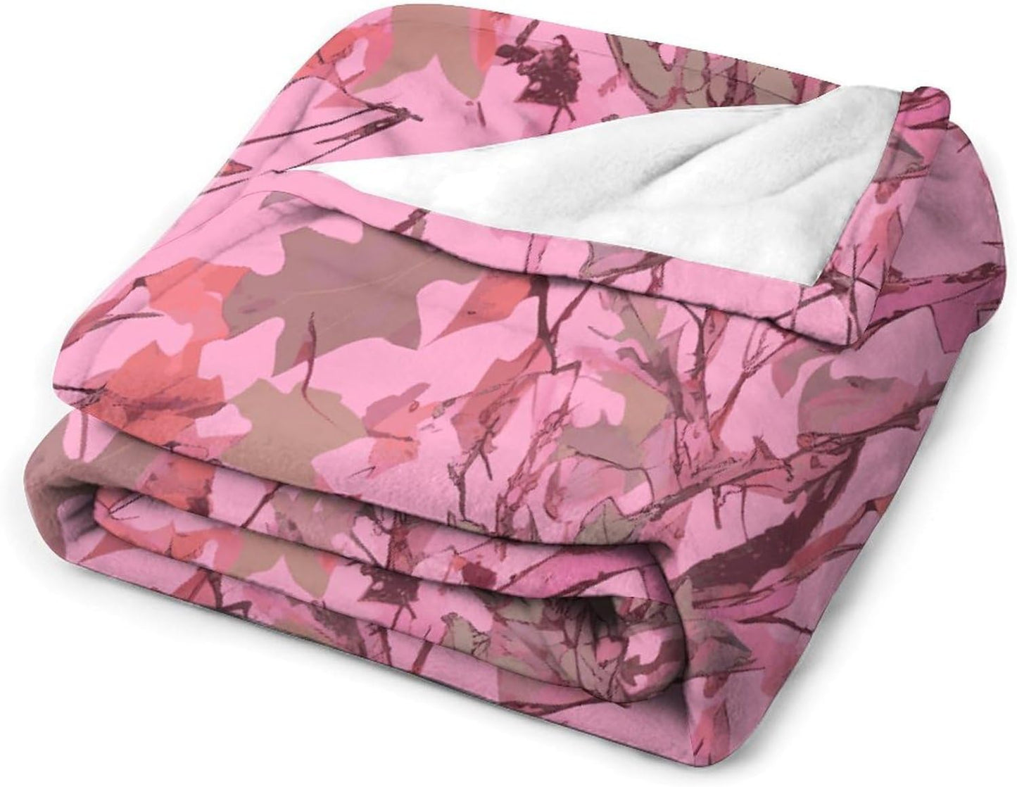 Pink Leaves Camo Blanket Super Soft Lightweight Throw Blanket Cute Cozy Warm Bed Blanket Decorative Fuzzy Blanket All-Season Home Decor Gift for Sofa Couch Living Room 50"*60"（130 * 150cm）