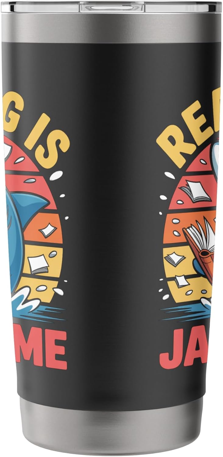 Reading Is Jawsome Shark reading Stainless Steel Insulated Tumbler