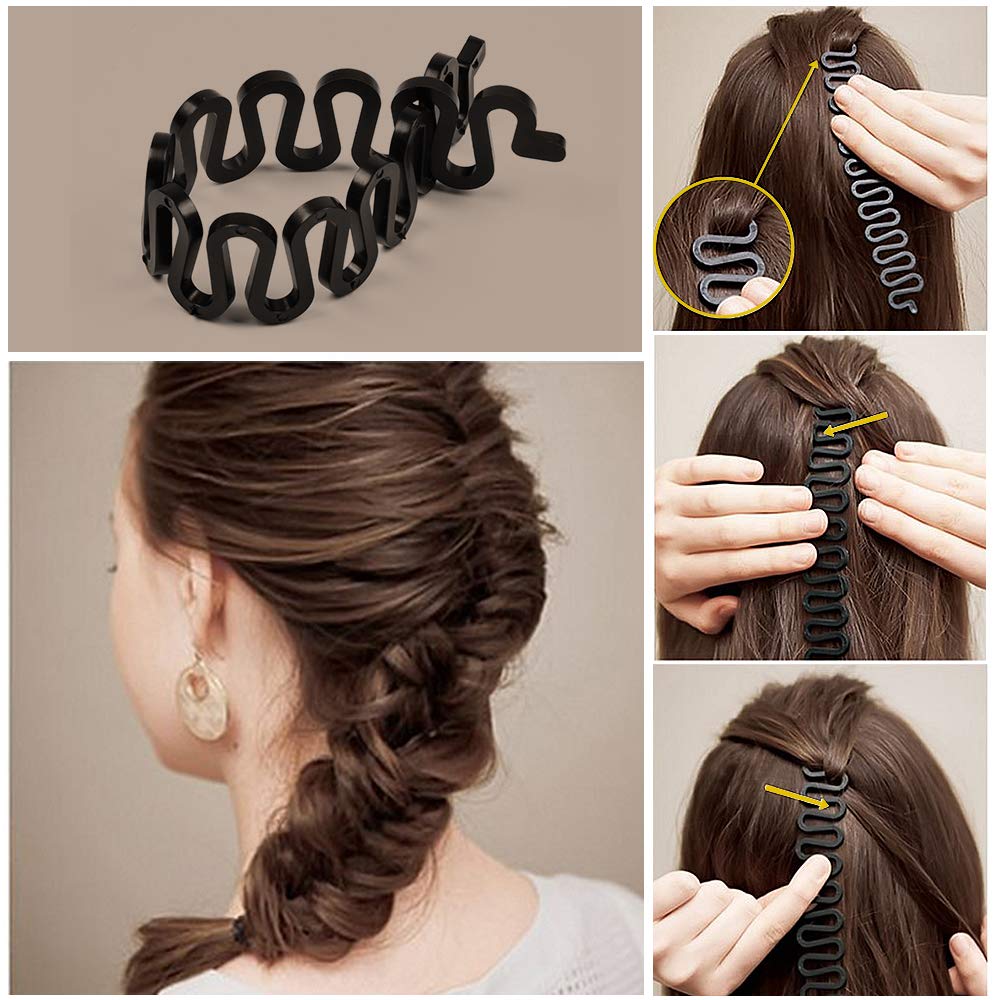TsMADDTs Hair Braiding Tools, Hair Styling Kit with Topsy Tail Tools and French Braiders for Ponytail