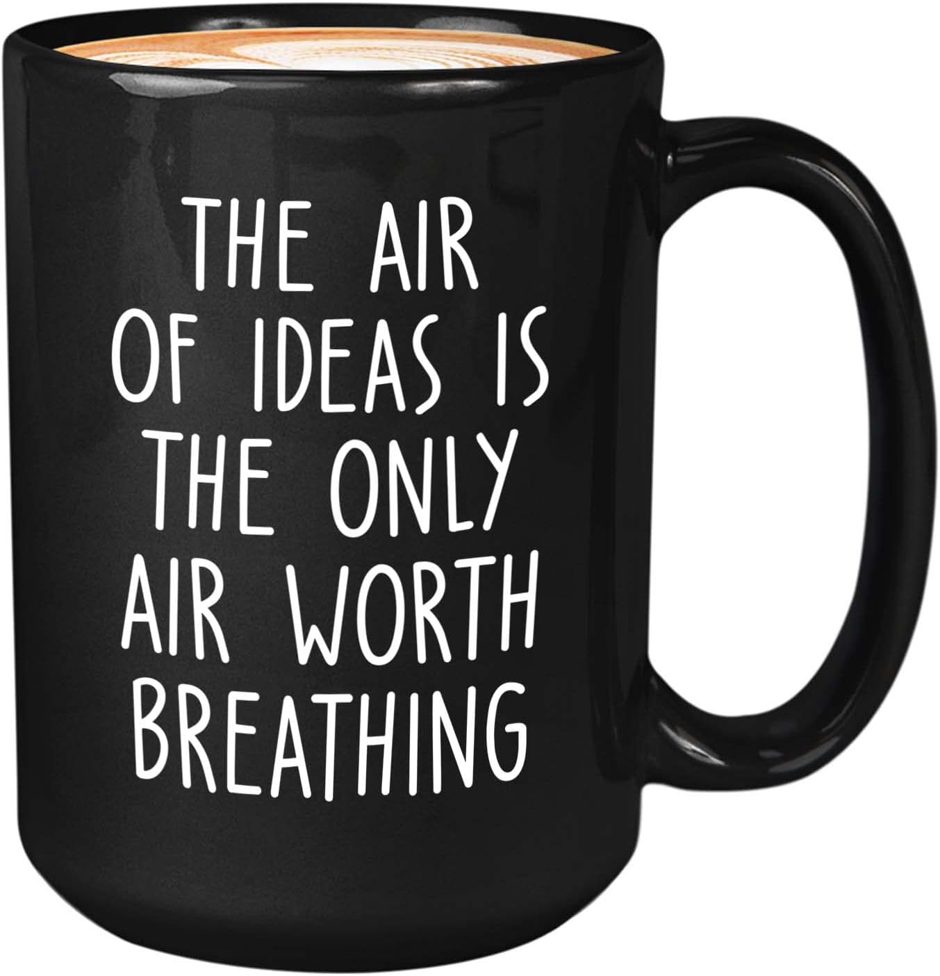 Bubble Hugs Writer Coffee Mug 15oz Black - The air of ideas is the only air worth breathing - Reading Book Lover for Bookworm Bibliophile Librarians Author Readers Bookish