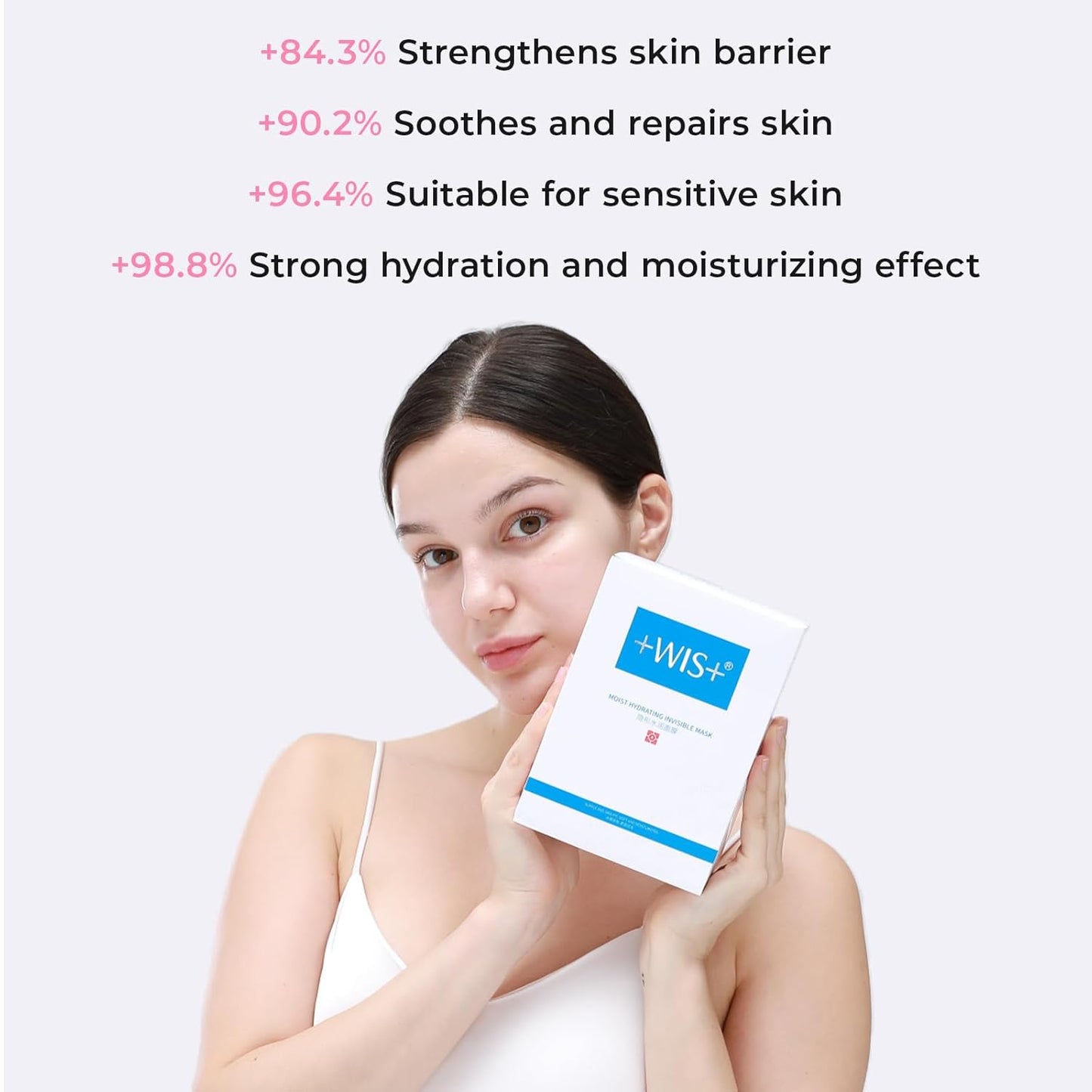 +WIS+ Intensive Hydrating Natural Face Masks 24 EA | Hyaluronic Acid & Collagen | Tend Skin, Sensitive Skin Safe | Pore Minimizing, Elasticity Boost | Dehydrated Skin Repair | Galentines Gifts Bulk