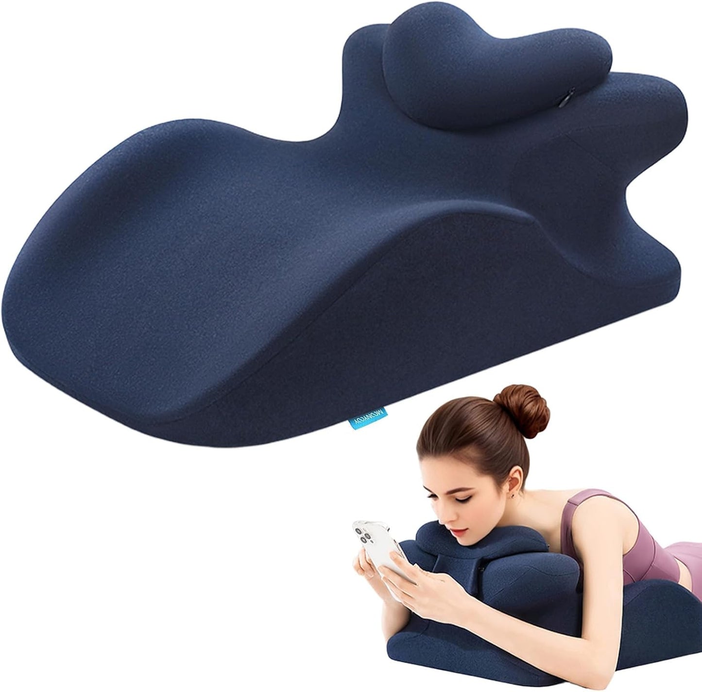 Memory Foam Ergonomic Rest Pillow for Sleeping, Acid Reflux & GERD Relief - Elevation Bed Support Pillow for Back Pain, Post Surgery Recovery, Reading with Removable Washable Cover