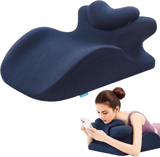 Memory Foam Ergonomic Rest Pillow for Sleeping, Acid Reflux & GERD Relief - Elevation Bed Support Pillow for Back Pain, Post Surgery Recovery, Reading with Removable Washable Cover