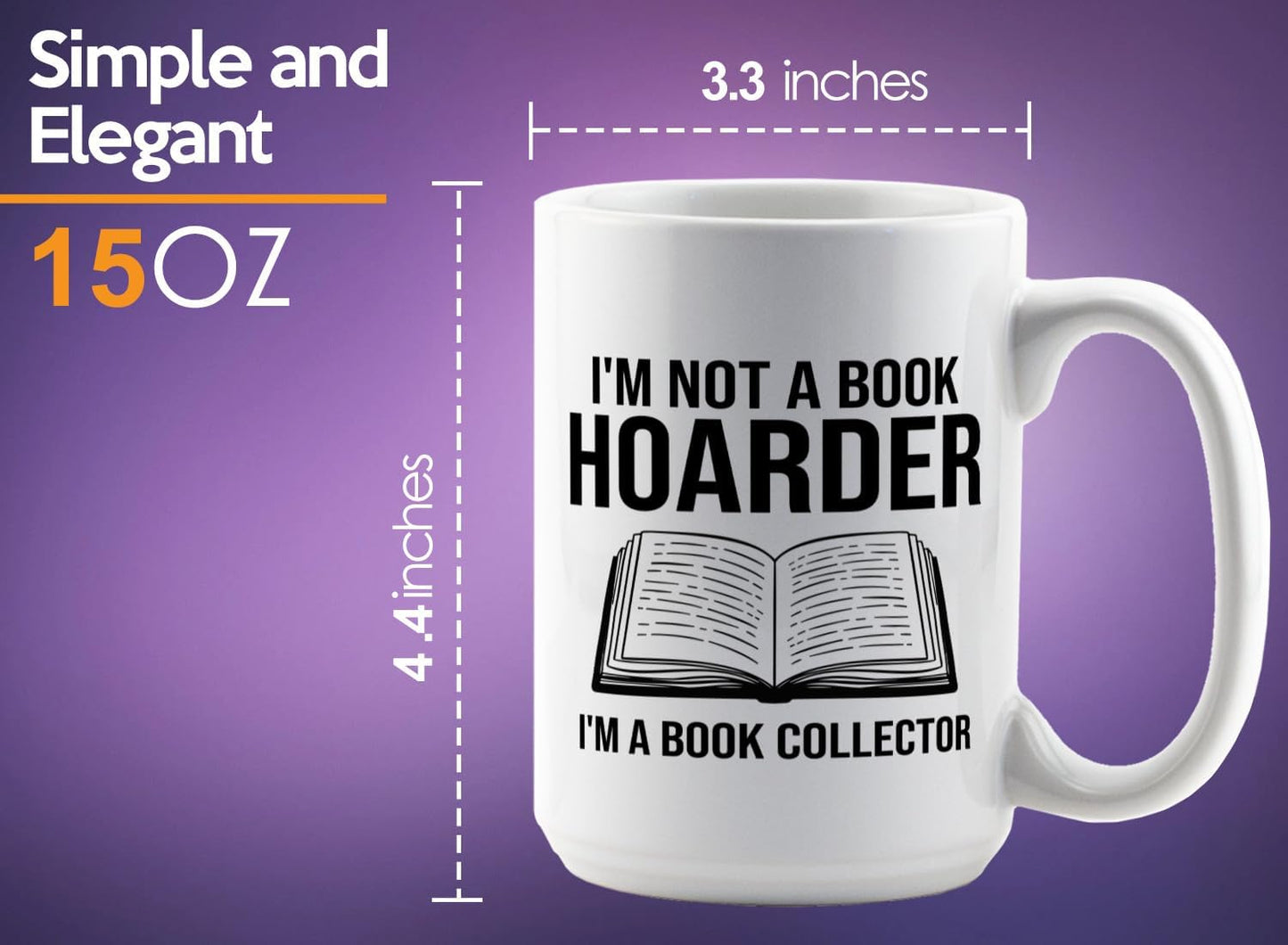 Book Lover Coffee Mug 15oz White -Im not a - Bookworm Literature Library Book Lover Reader Booked Editor Intellectual Studious