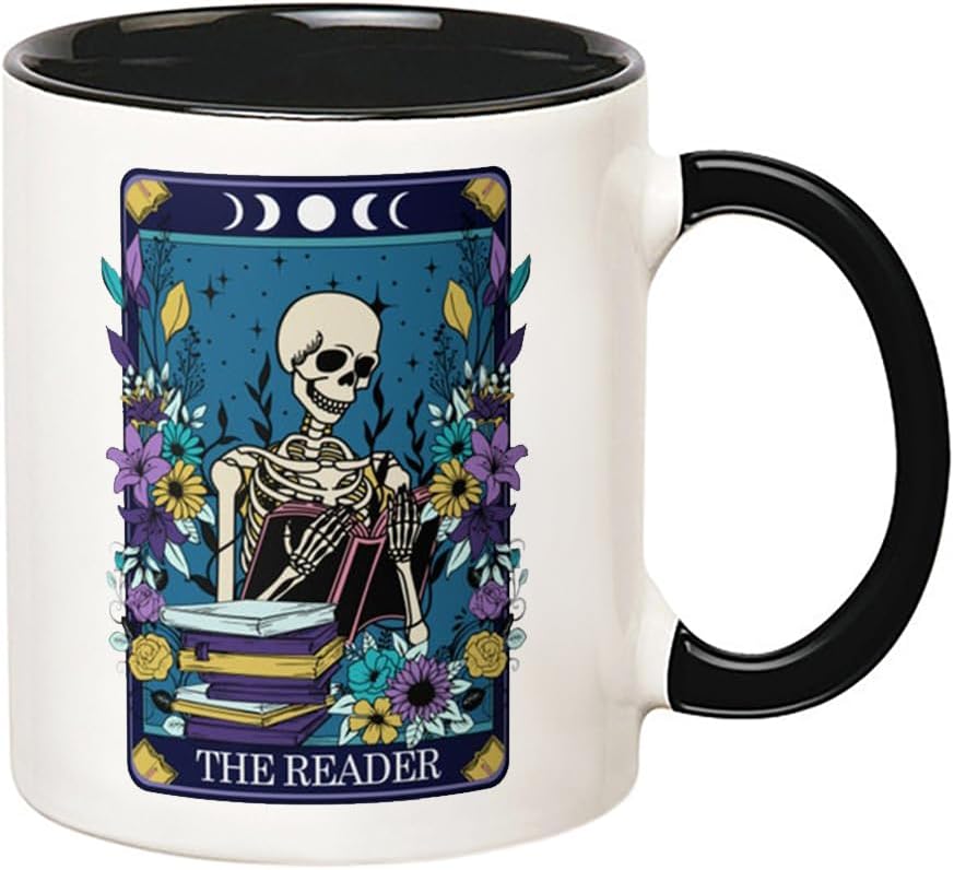 The Reader Tarot Card Coffee Mug, The Reader Mug, Book Lover Mug, BookTok, Bookish, Bookworm Gift, 11 Oz Novelty Coffee Mug/Cup, Black