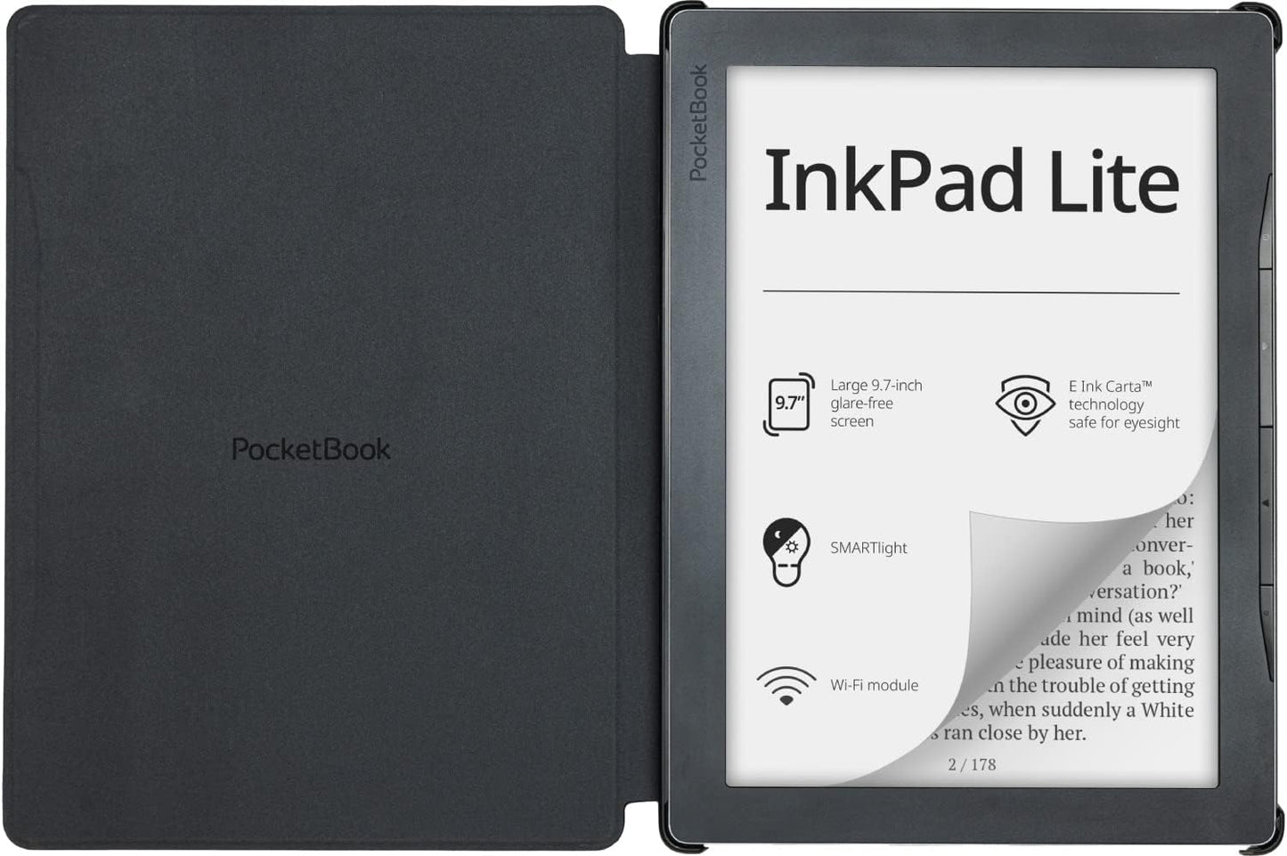 PocketBook E-Reader Cover for InkPad Lite | Smart Sleep Function | 9.7-inch Shell Case | Durable Protection | Lightweight Cases Perfect for Travel | E-Book Reader Case in Black
