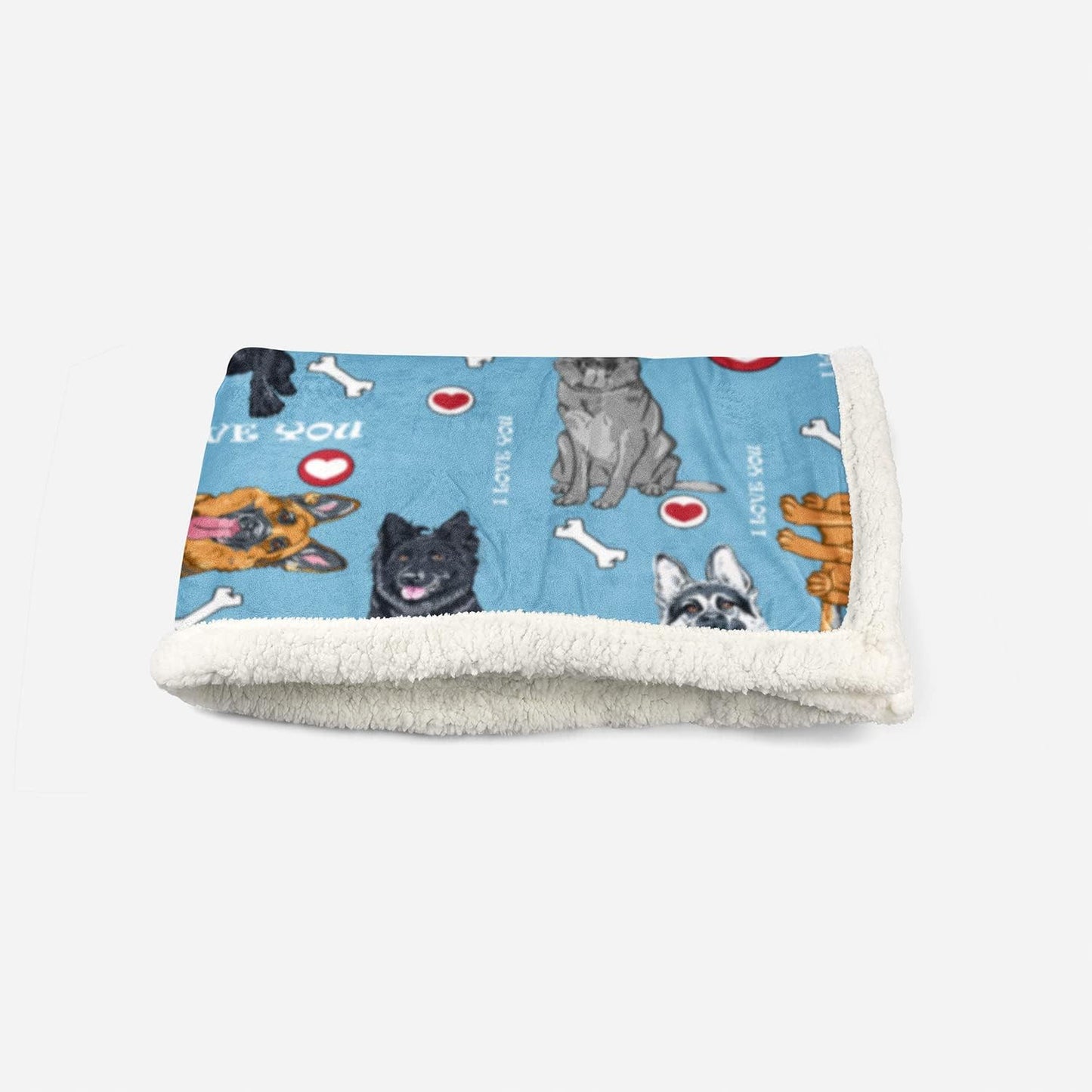 AILONEN Belgian Malinois Dog Blanket for Kids Adults, Cartoon Variety of Puppy Pattern and Paw Print Blanket, Cute Lamb Wool Sherpa Throw Blanket(Throw, 47 x31 Inches) Dog42