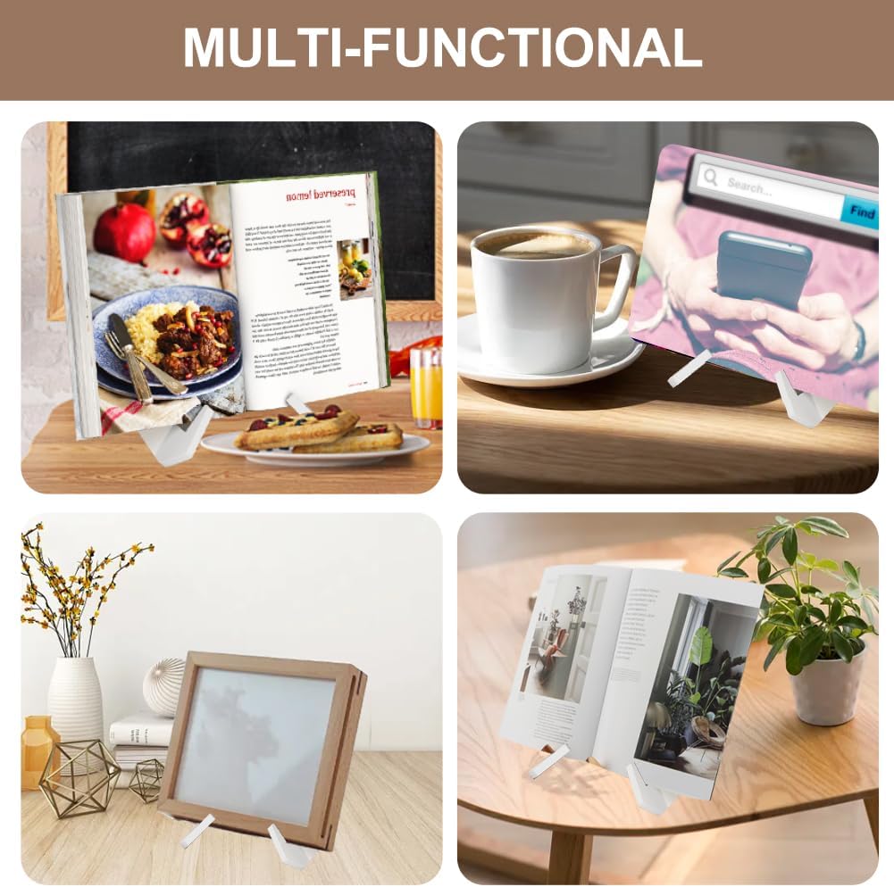 Cookbook Stand, Wooden Recipe Book Holder for Kitchen Counter- Reading Hands Free, Multifunctional Detachable Cookbook Holder Stand for Display of Recipes & Tablets