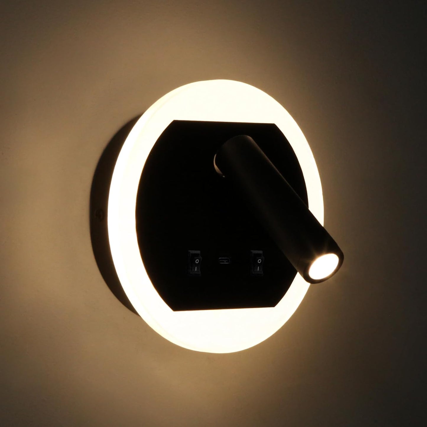 Facon 12V RV Wall Sconce Reading Light with w/18W USB-C Fast Charger, 270° Rotatable Spot Lights with Independent Switches, RV Interior Light for Bedroom, Camper, Trailer, Tiny Homes