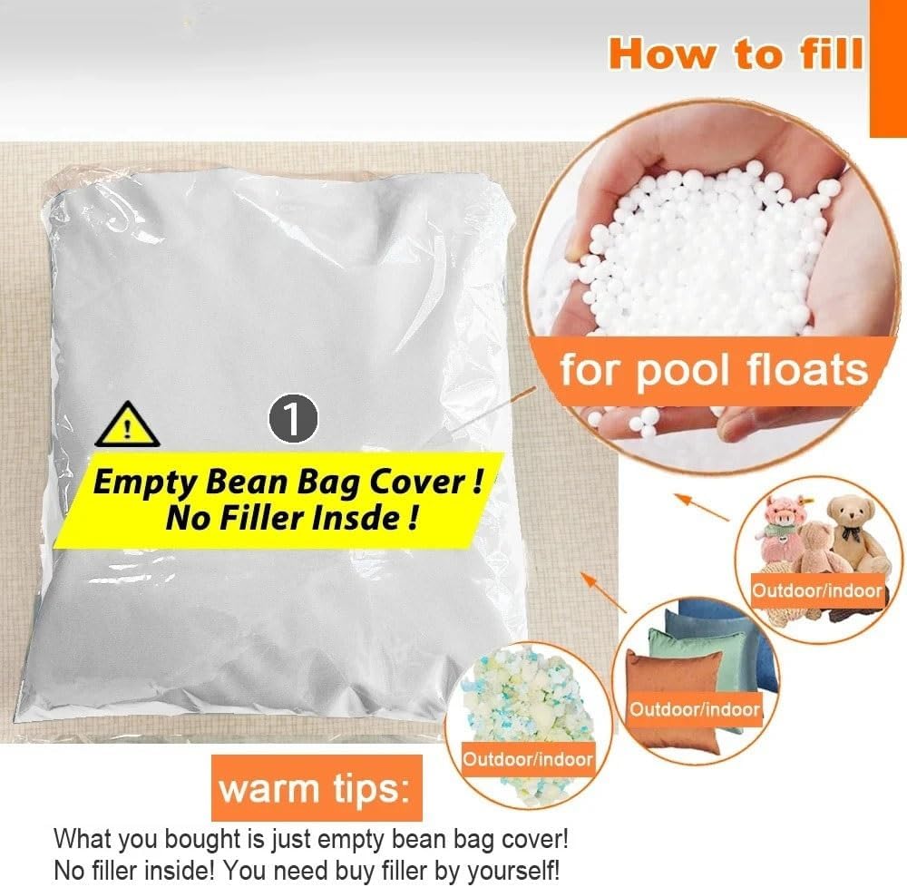 Waterproof Bean Bag Chair Cover（No Fillers） Outdoor Oxford Bean Bag Garden Beach Swimming Pool Floating Beanbag Pouf Chair Oxford Lounger Cover Swim Pool Float Sofa Bed Pouf(Navy Blue)