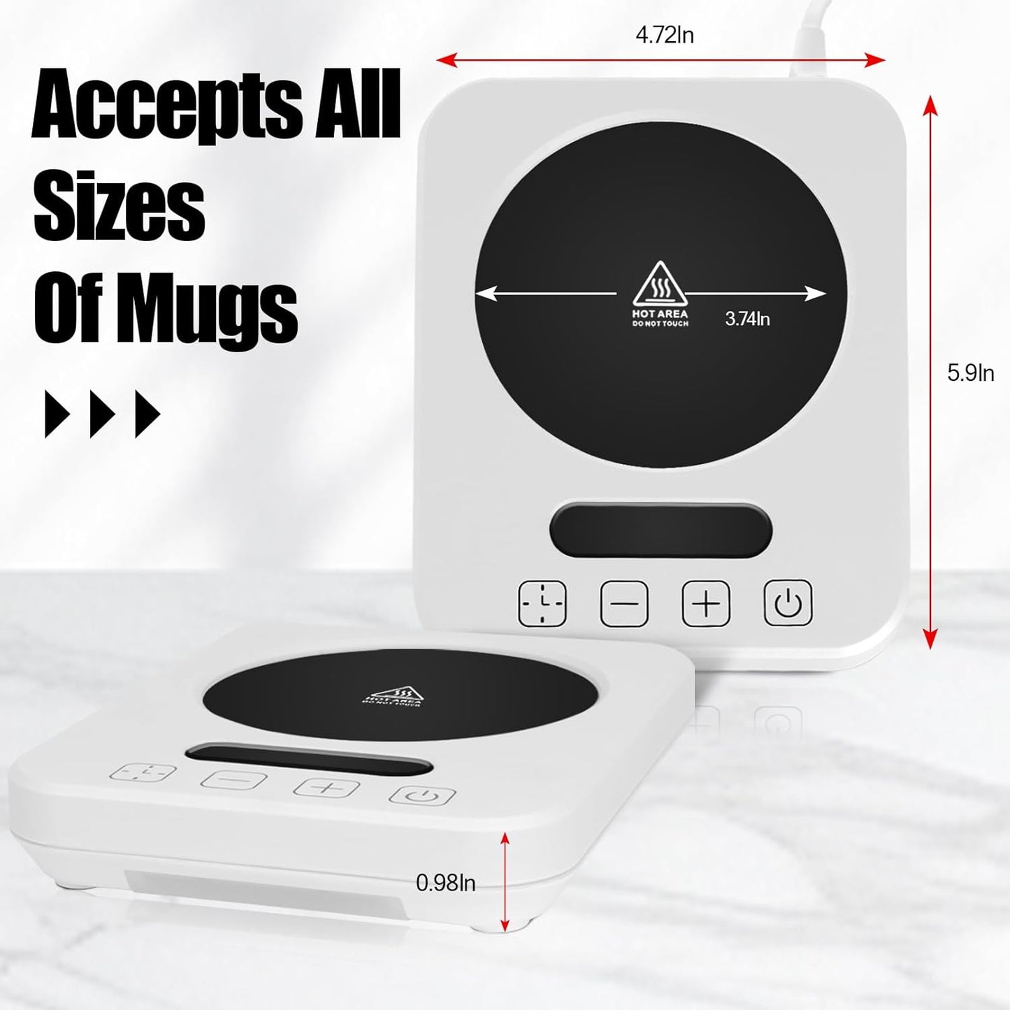 Coffee Mug Warmer for Desk with Temperature Display 9 Temp Settings（110°F-180°F） & 1-12H Timer Coffee Cup Warmer As Ideal Gift for Coffee Lovers, White