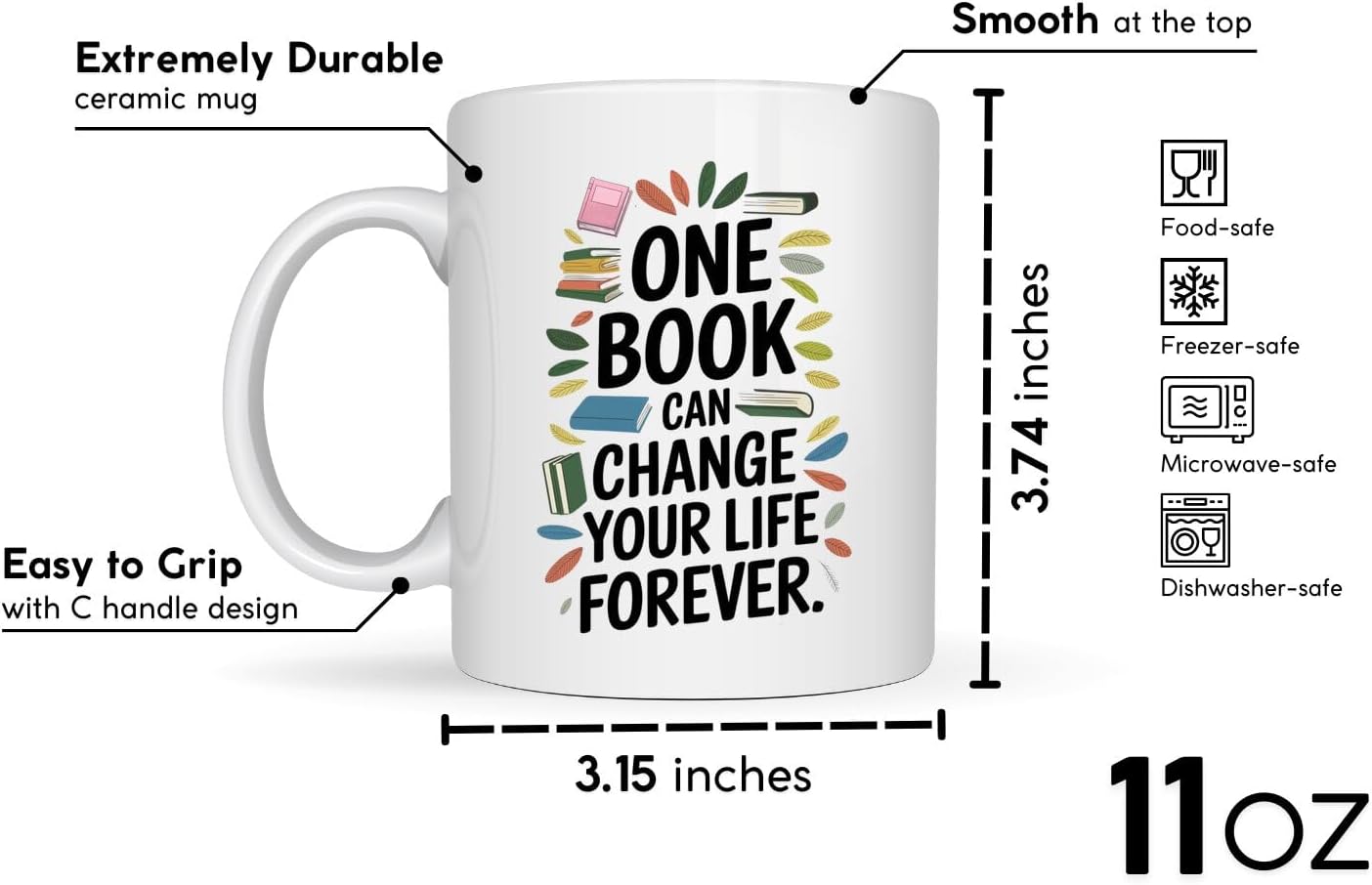 Book Lover Coffee Mug 11oz White - Book Change - Gift for Bookworm Reader Reading Lover Bookish Women