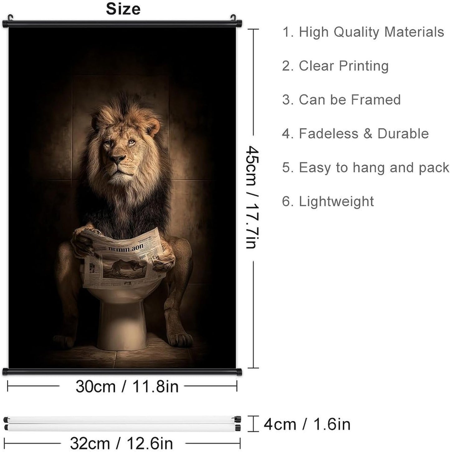 Rucatto An Abstract Art Poster Depicts A Lion Reading A Newspaper in A Toilet. Wall Art Paintings Canvas Wall Decor Home Decor Living Room Decor Aesthetic 12x18inch(30x45cm) Style