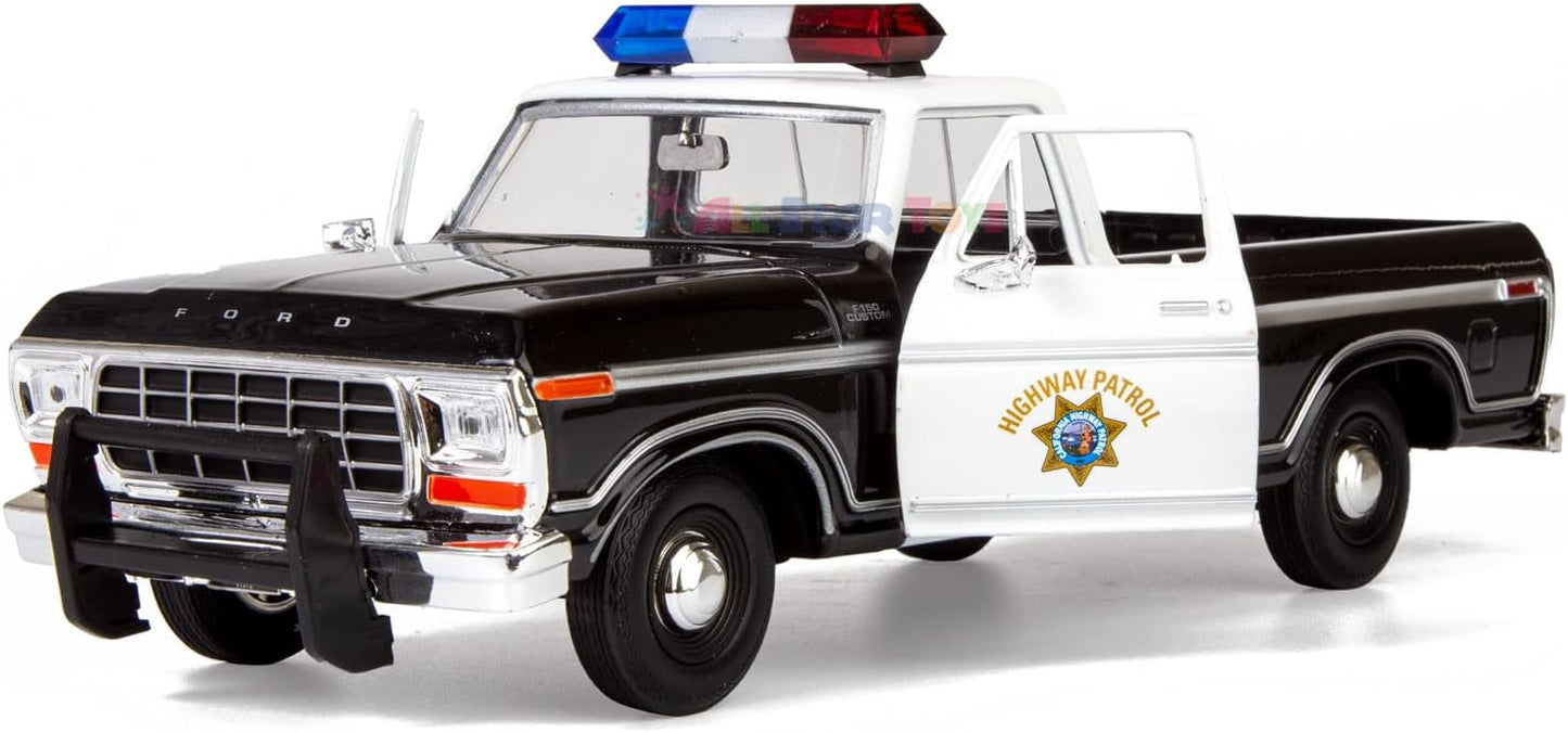 Motormax All Star Toys Exclusive 1979 F-150 California Highway Patrol CHP Police Pickup Truck 1:24 Diecast Law Enforcement Model Car 76987