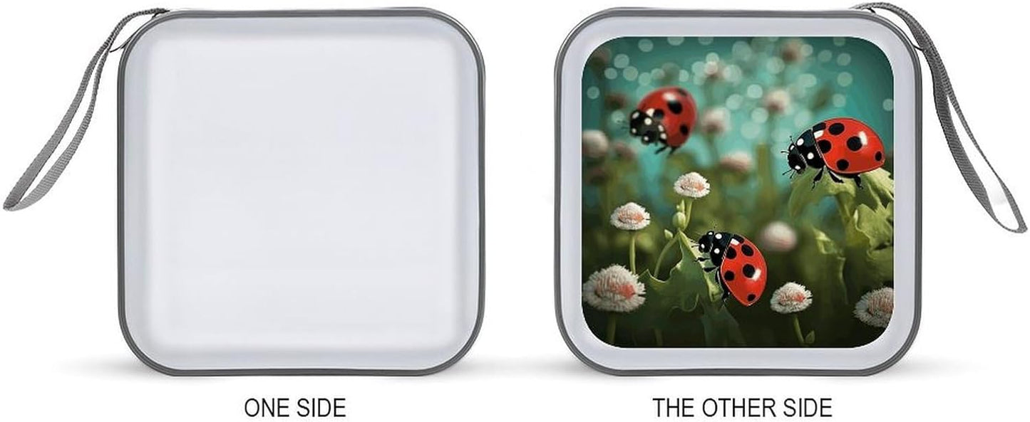 Ladybug Landscape CD Case 40 Capacity Case Zipper CD Collection Bag with Handles Cover DVD Storage Hard Plastic DVD Disc Cases Storage Binder for Car Home Office Travel