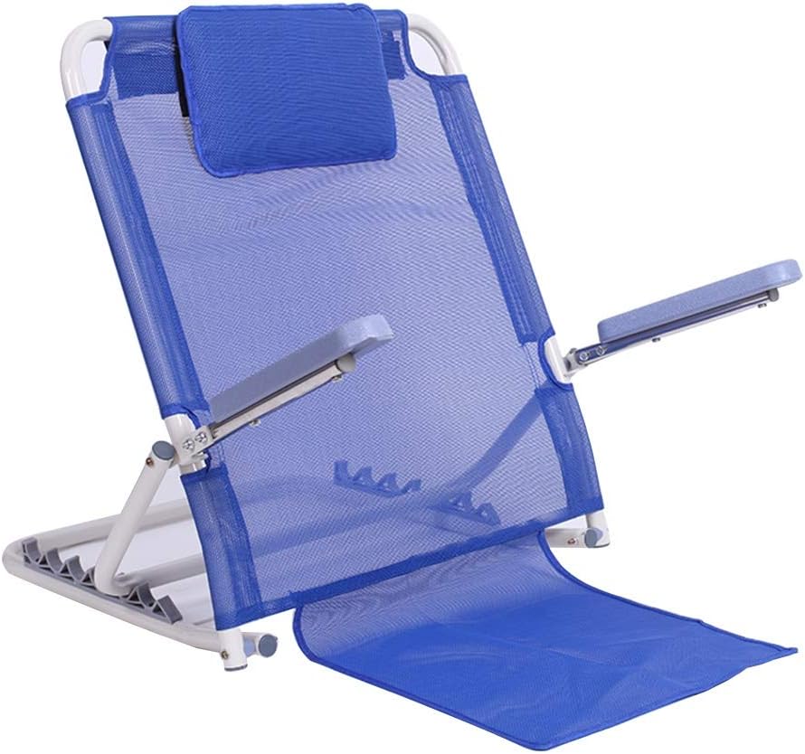 Adjustable Back Rest Multi Angled Back Support Rest Sit-up Bed Backrest with Headrest and Armrest (Color : Blue)